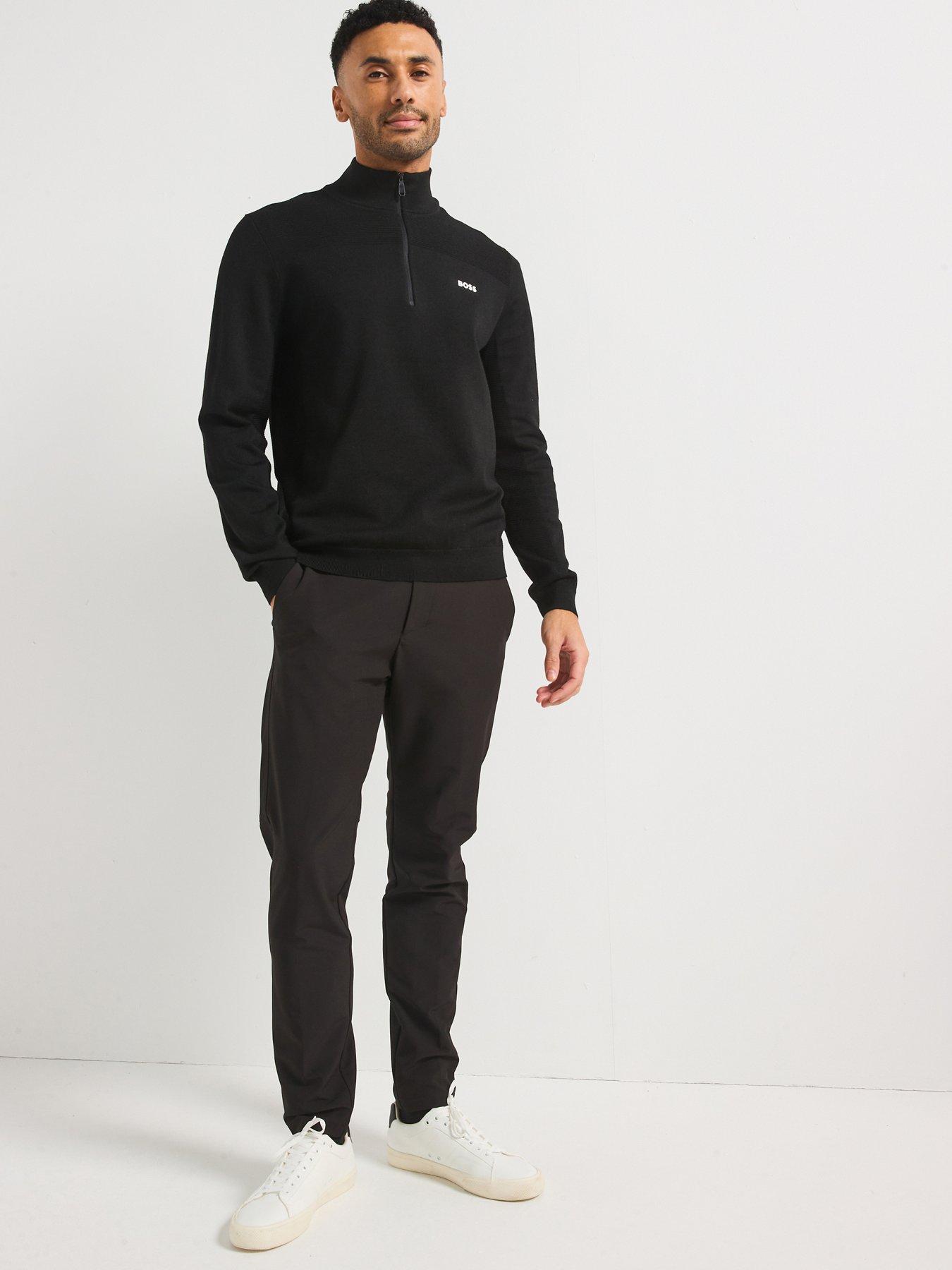  image of boss-momentum-x-merino-14-zip-knitted-jumper-black