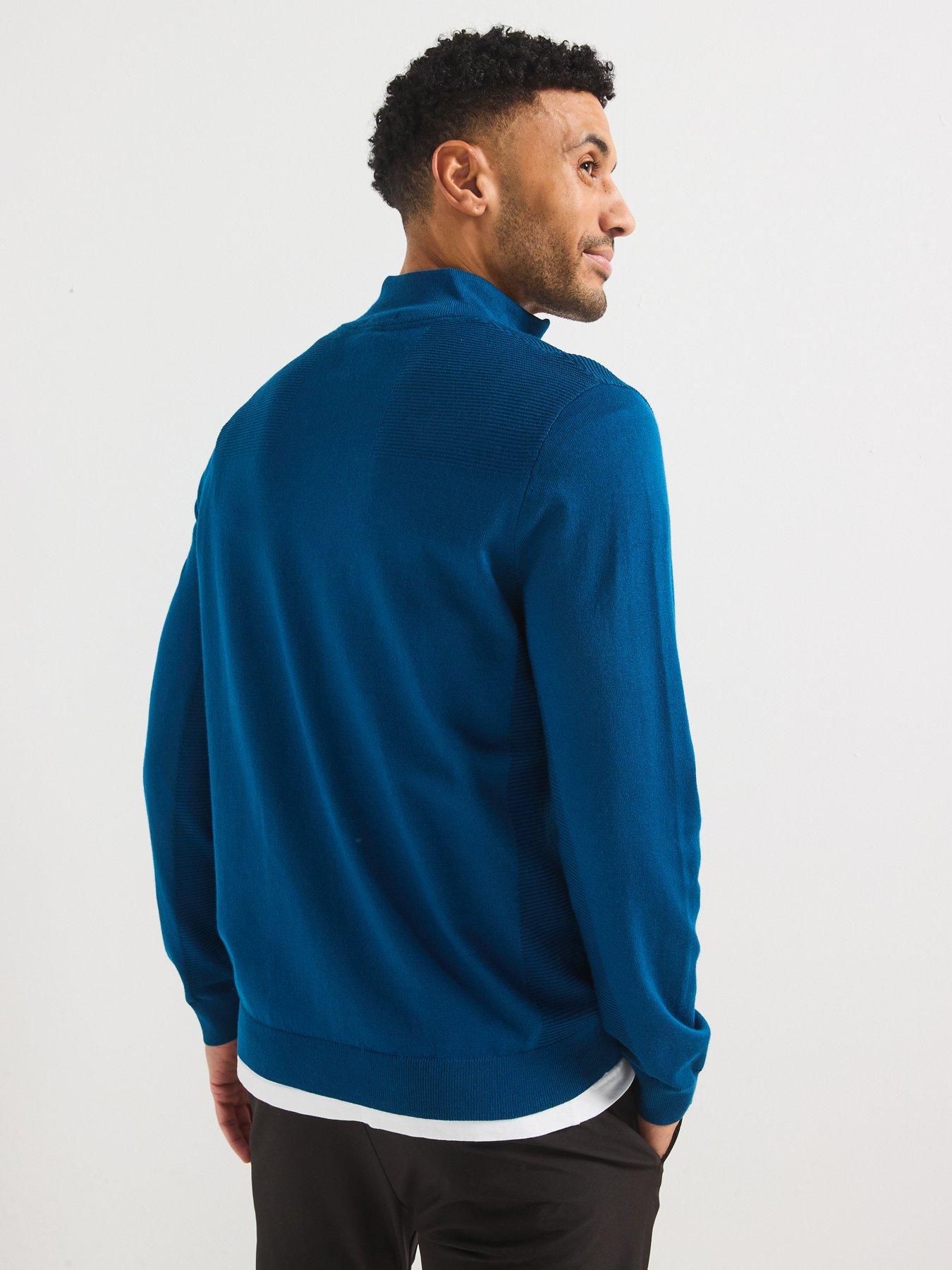  image of boss-momentum-x-merino-14-zip-knitted-jumper-blue