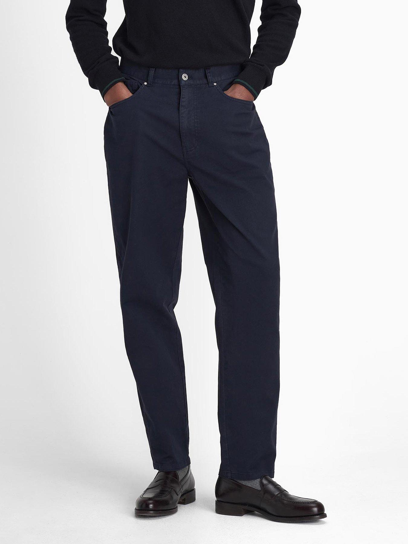 Image 1 of 6 of Barbour Washed Stretch Twill Regular Fit Trousers - Navy