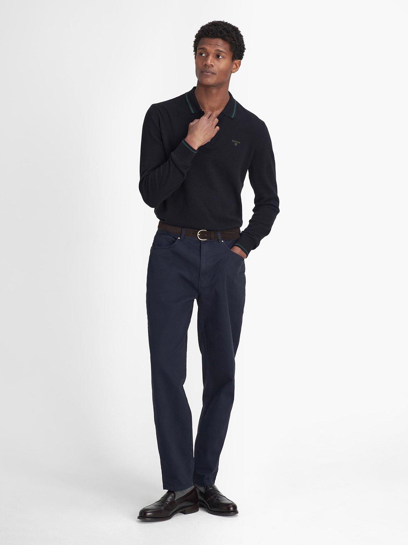Image 3 of 6 of Barbour Washed Stretch Twill Regular Fit Trousers - Navy