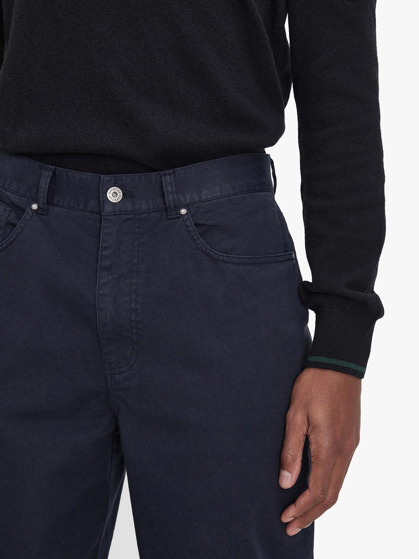 Image 4 of 6 of Barbour Washed Stretch Twill Regular Fit Trousers - Navy