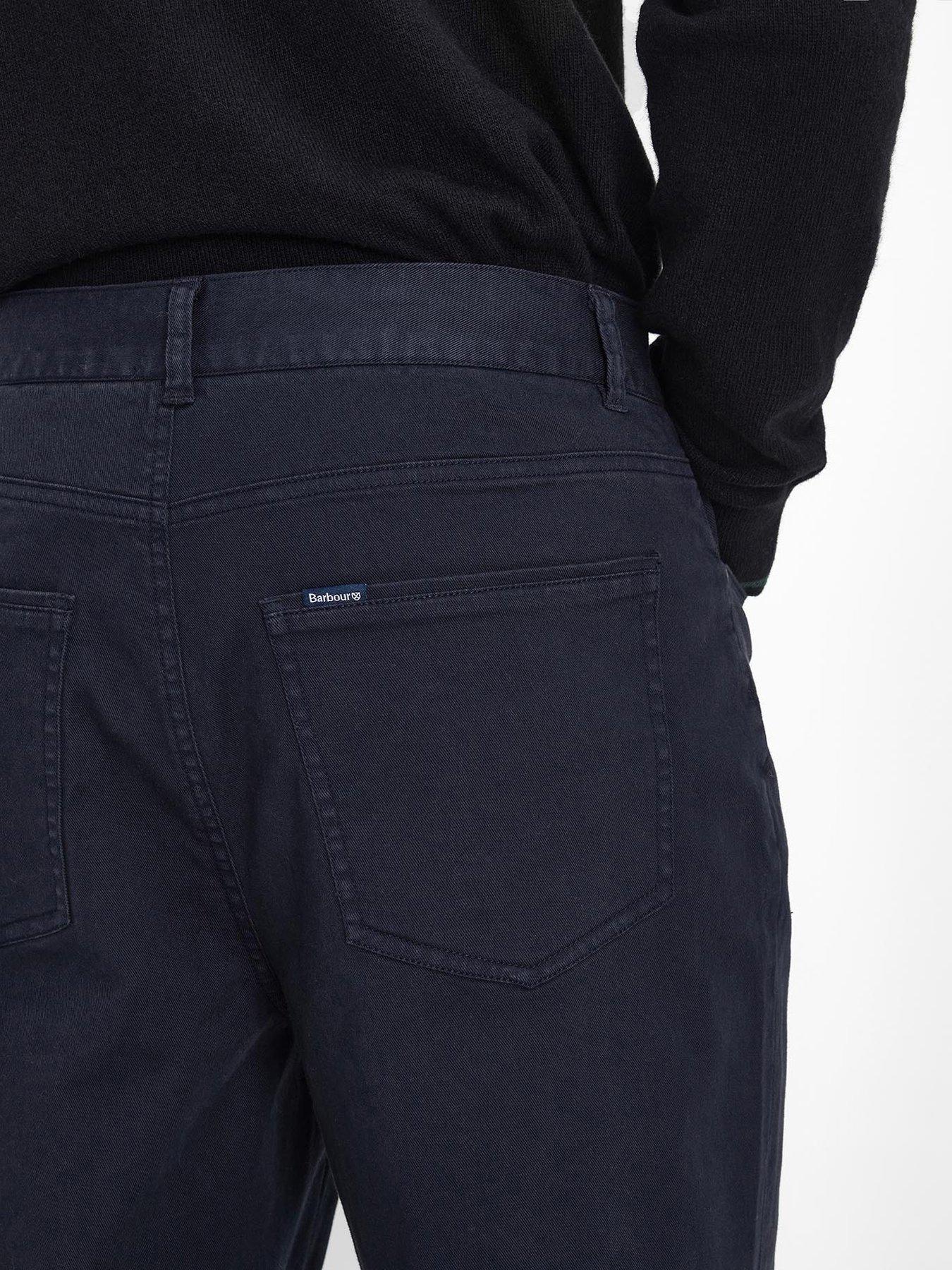 Image 5 of 6 of Barbour Washed Stretch Twill Regular Fit Trousers - Navy