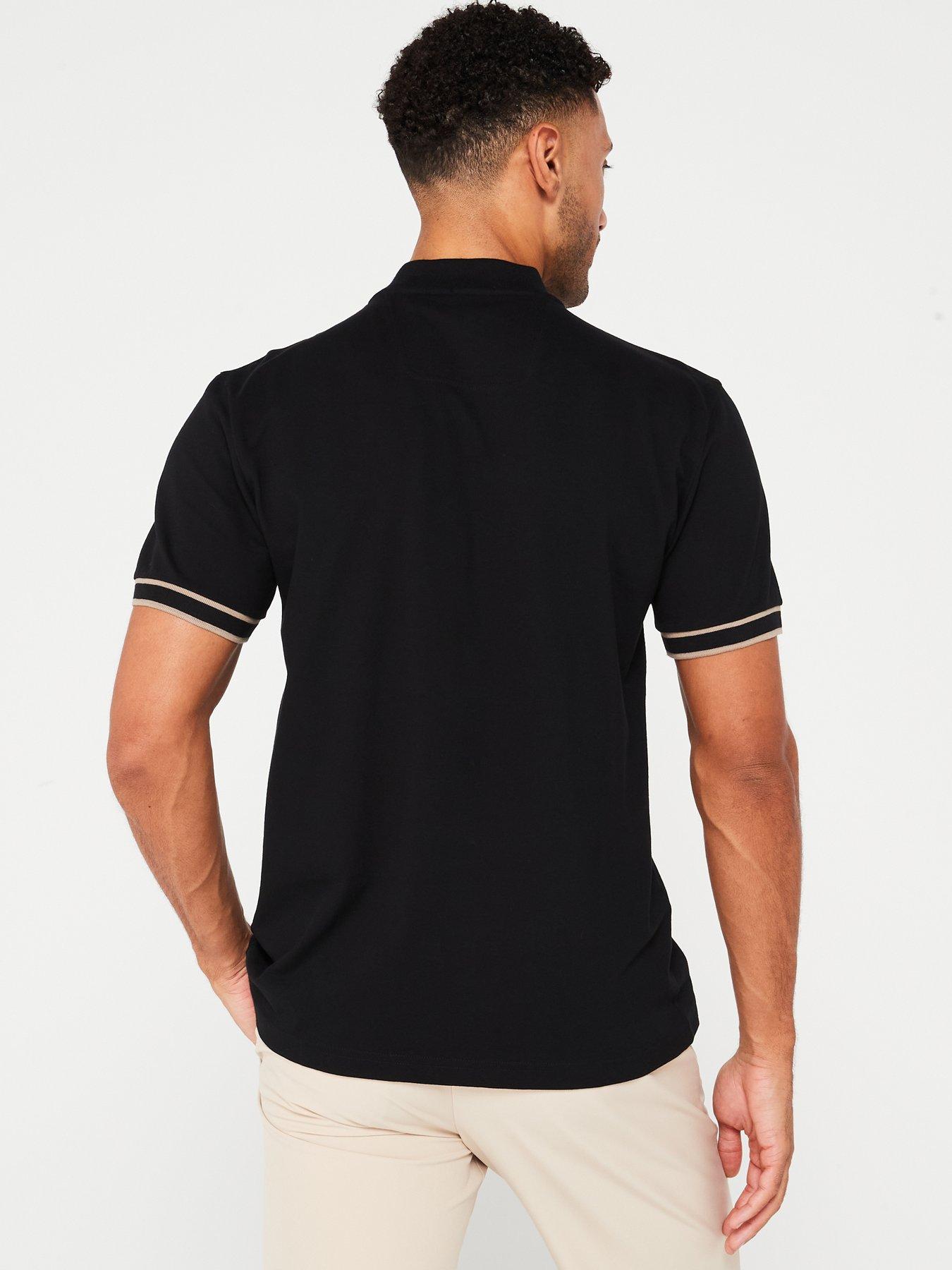 Image 2 of 5 of BOSS Pariq Regular Fit Baseball Collar Zip Polo Shirt - Black
