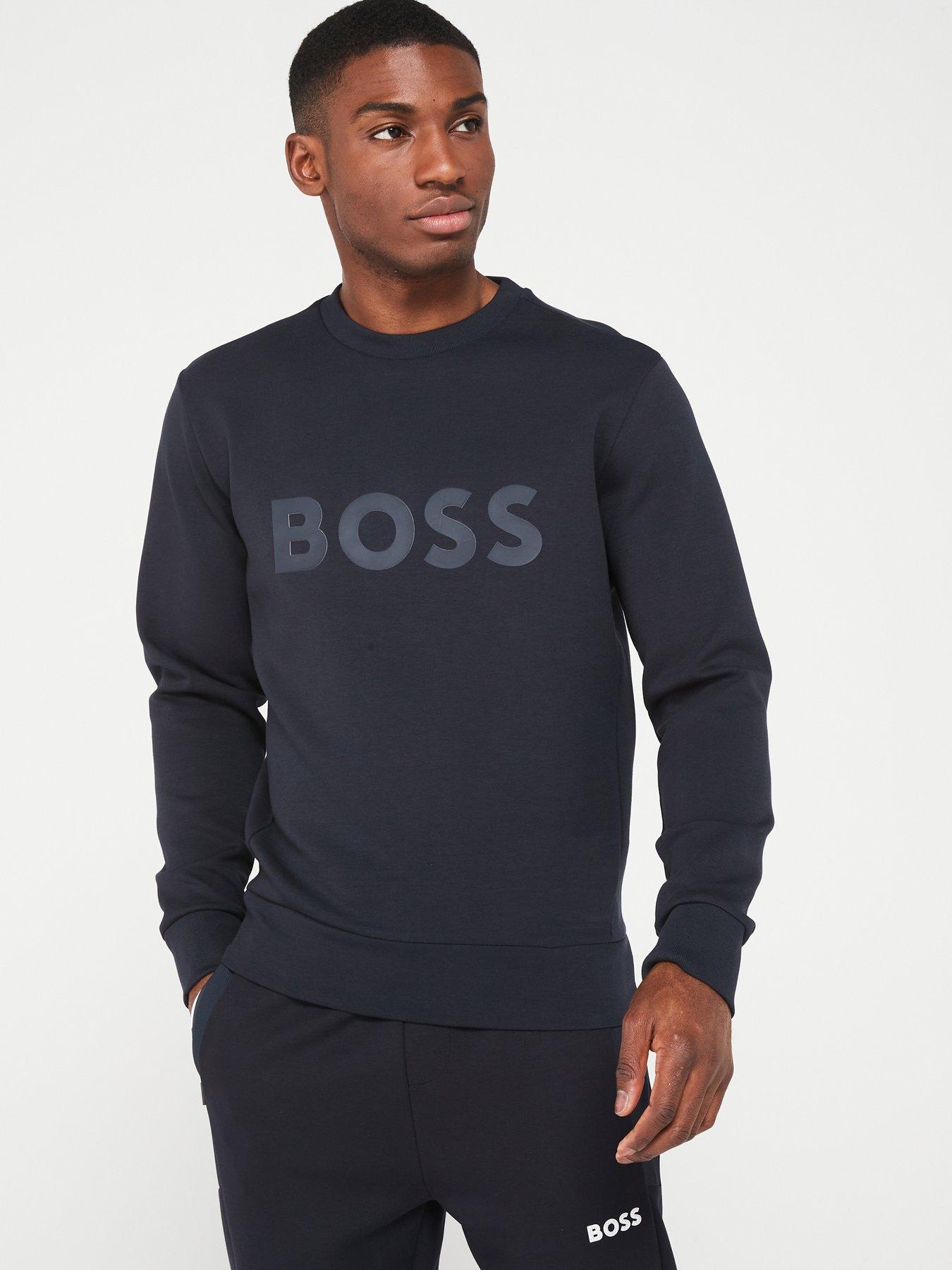undefined Salbo Chest Logo Crew Sweatshirt - Dark Blue