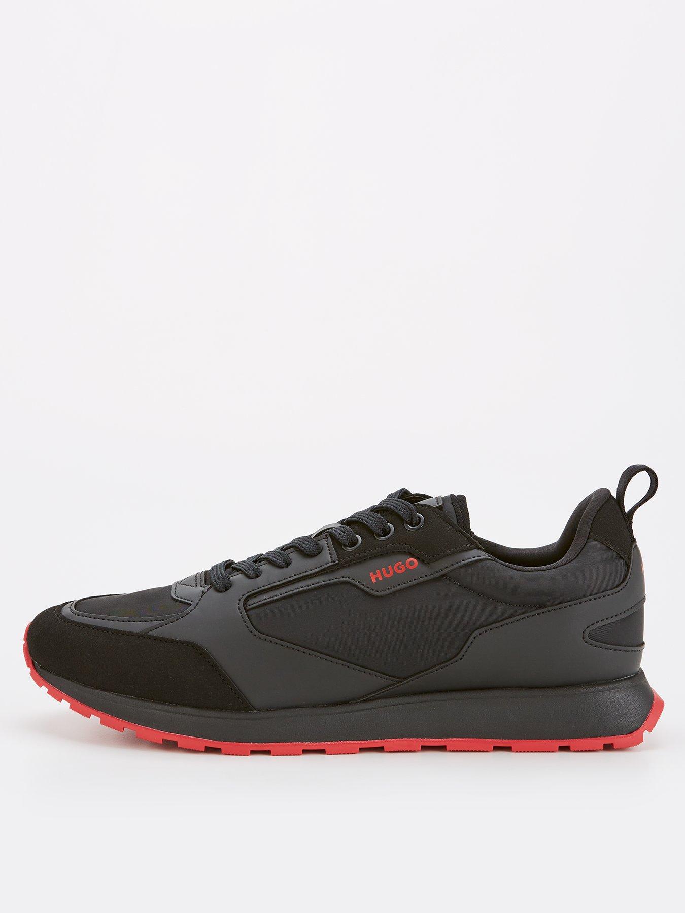  image of hugo-icelin-nylonleather-lace-runner-blackred