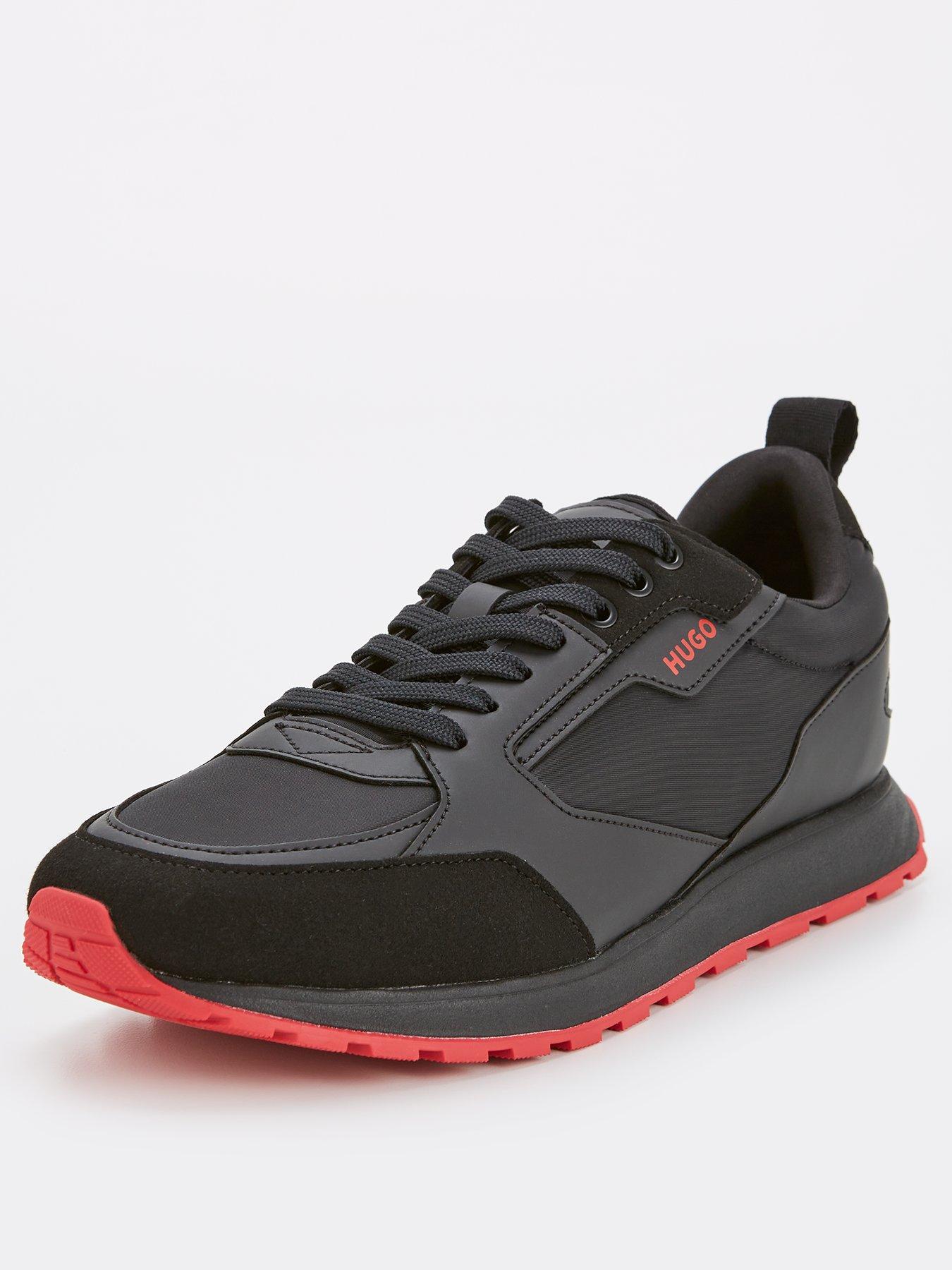  image of hugo-icelin-nylonleather-lace-runner-blackred