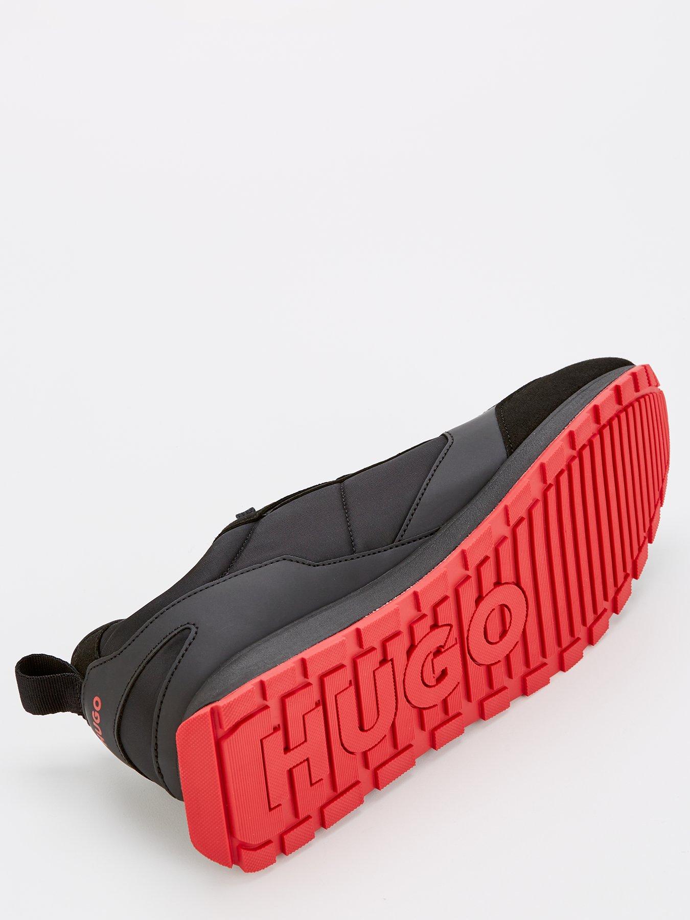  image of hugo-icelin-nylonleather-lace-runner-blackred
