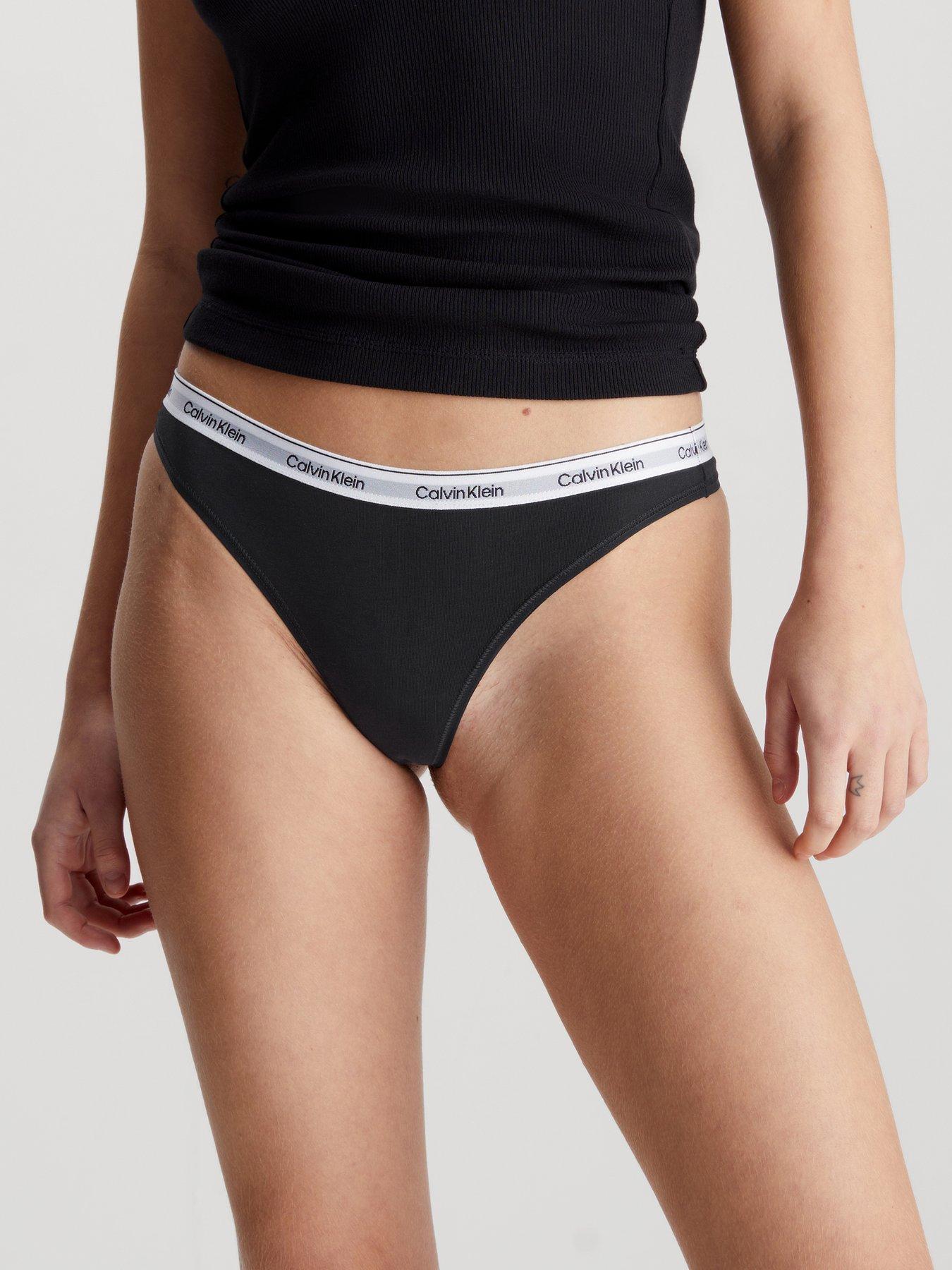  image of calvin-klein-icon-logo-3-pack-thongs-black