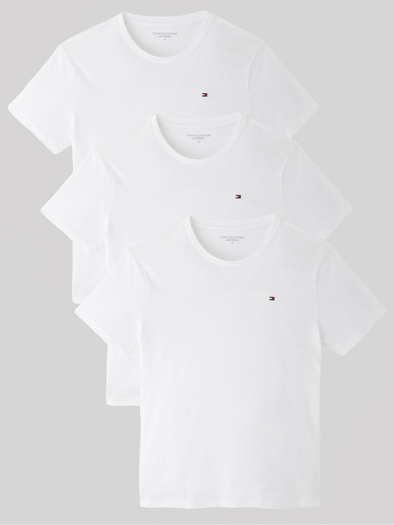 Tommy Hilfiger Left Chest Flag Logo 3 Pack Loungewear T-Shirt - White