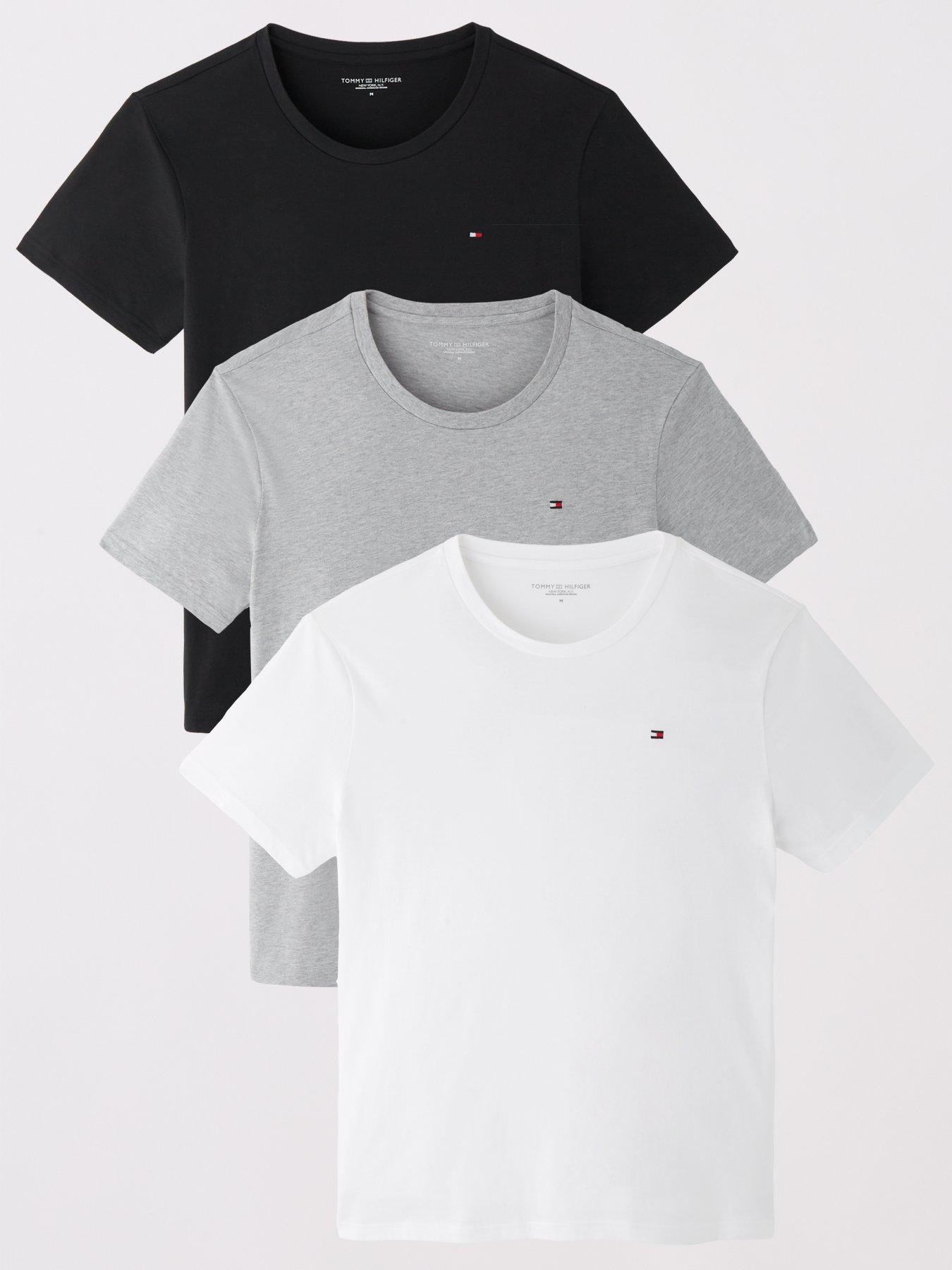 Image 1 of 7 of Tommy Hilfiger Left Chest Flag Logo 3 Pack Loungewear T-Shirt - Assorted