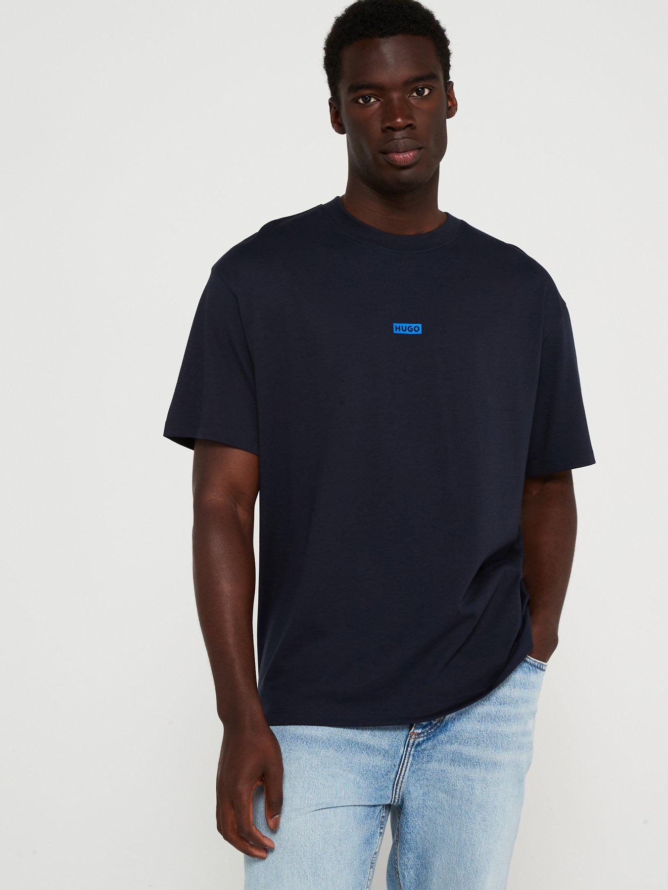 image of hugo-blue-nalono-loose-fit-international-logo-t-shirt--dark-blue