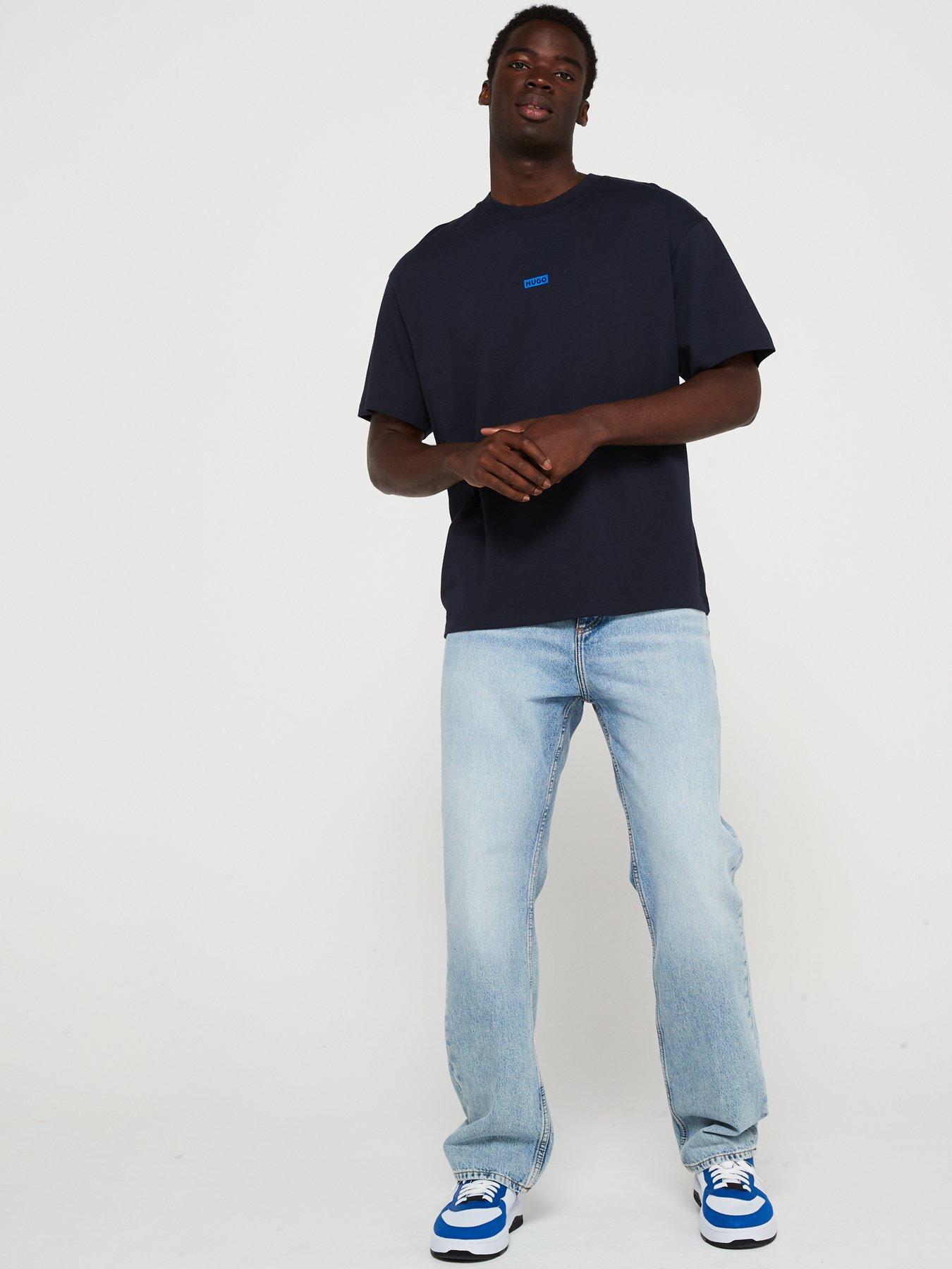  image of hugo-blue-nalono-loose-fit-international-logo-t-shirt--dark-blue