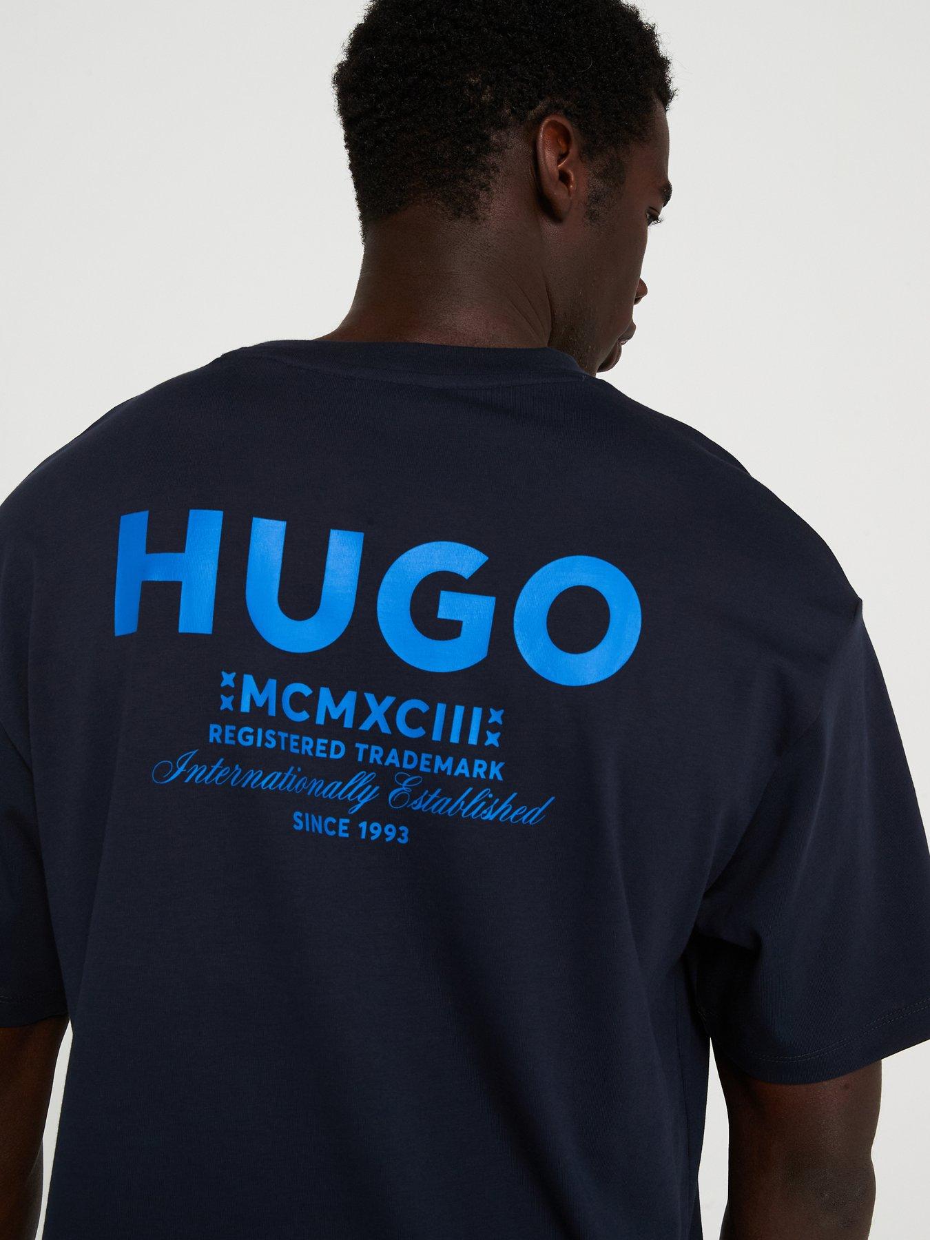  image of hugo-blue-nalono-loose-fit-international-logo-t-shirt--dark-blue