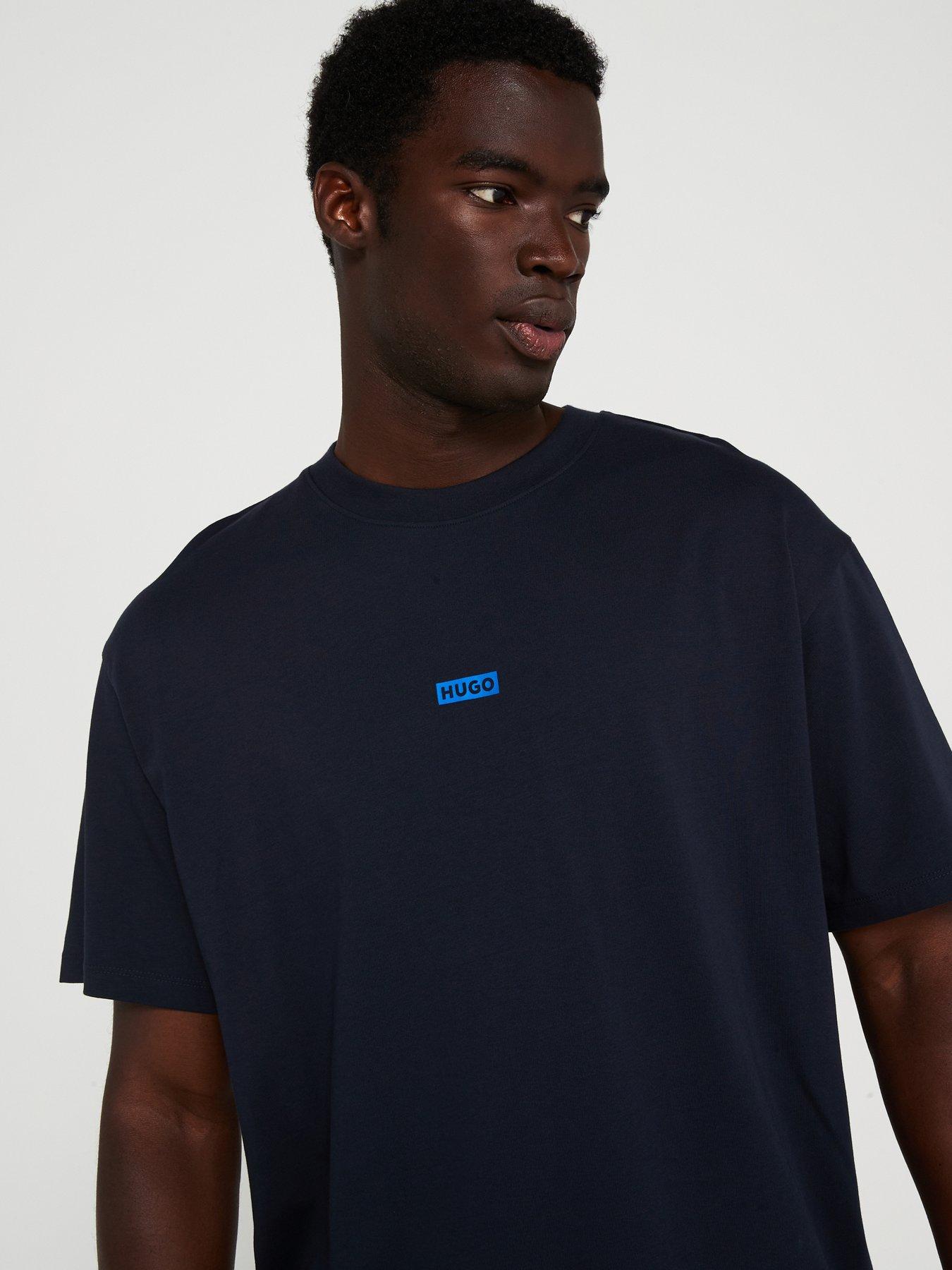  image of hugo-blue-nalono-loose-fit-international-logo-t-shirt--dark-blue