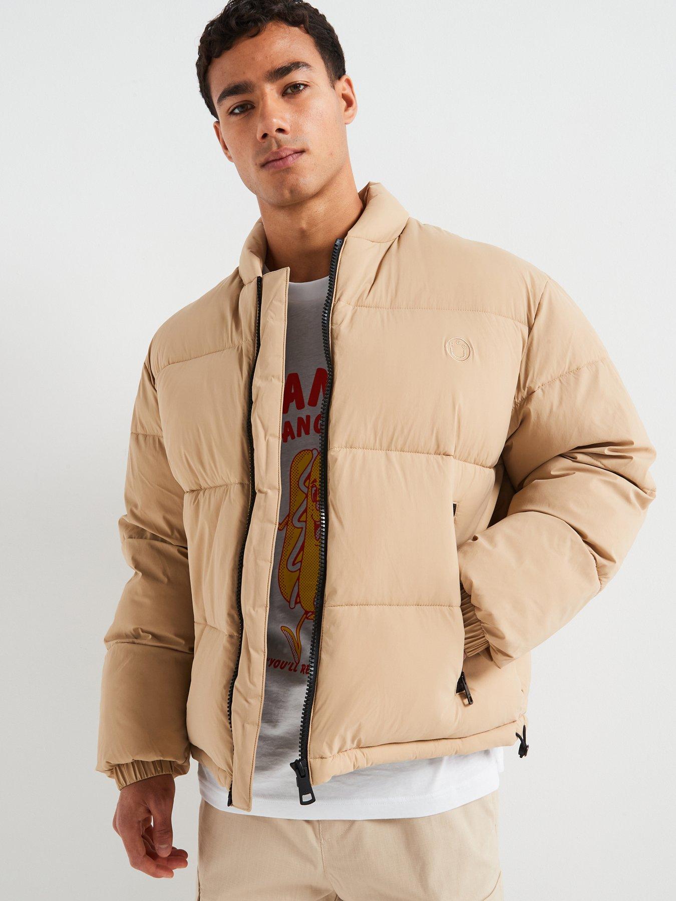 undefined Blue Braden2441 Smiley Quilted Boxy Bomber Jacket - Dark Beige