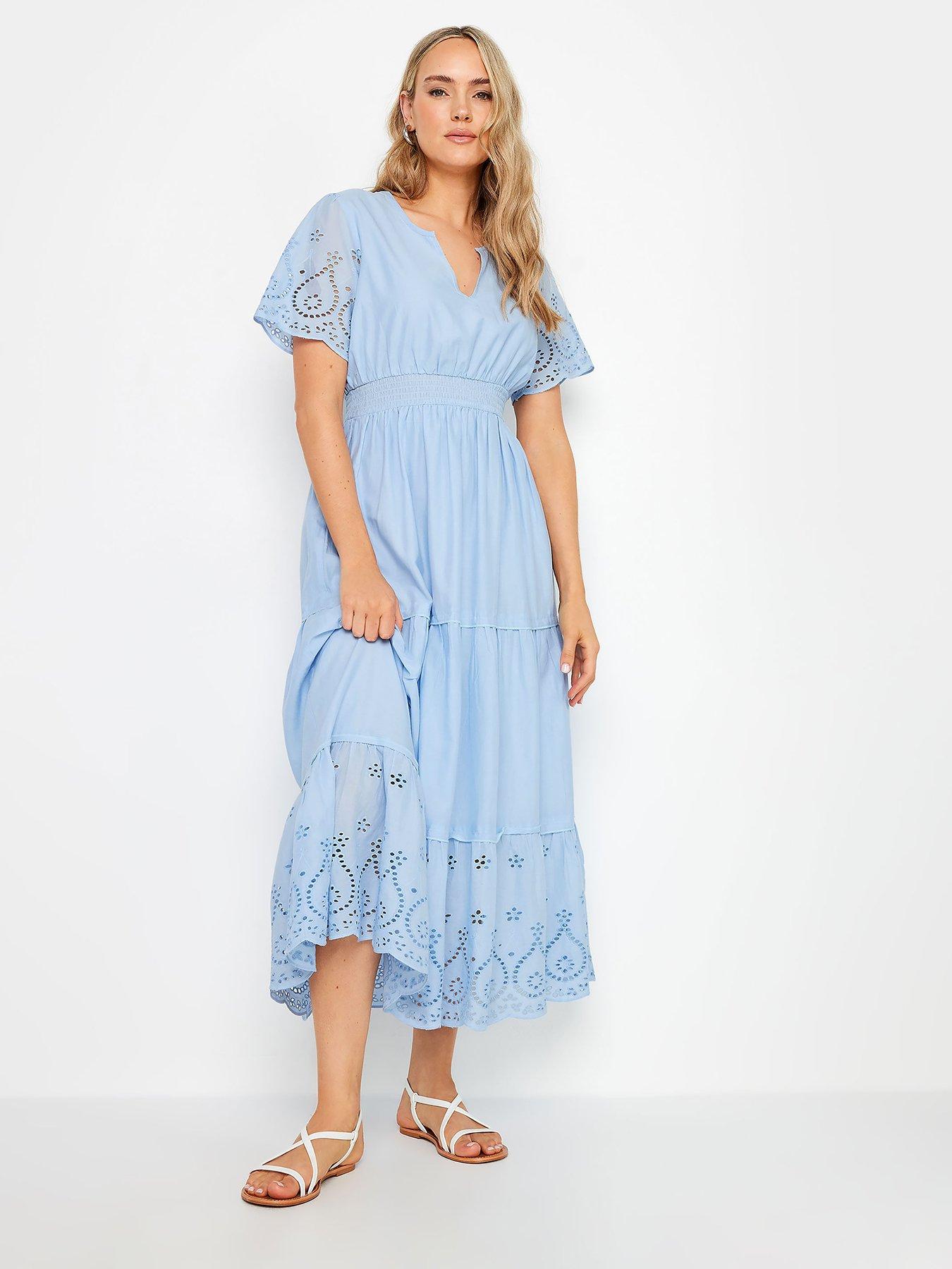 undefined Broidery Hem Dress - Blue