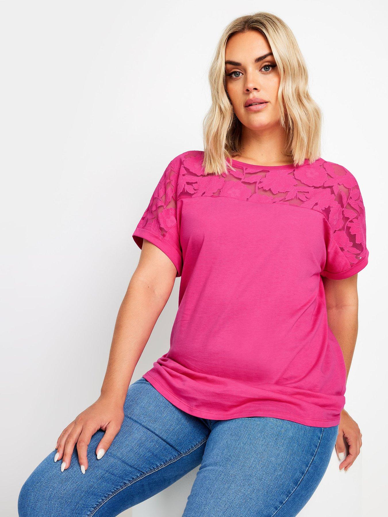 undefined Mesh Burnout T-Shirt - Pink