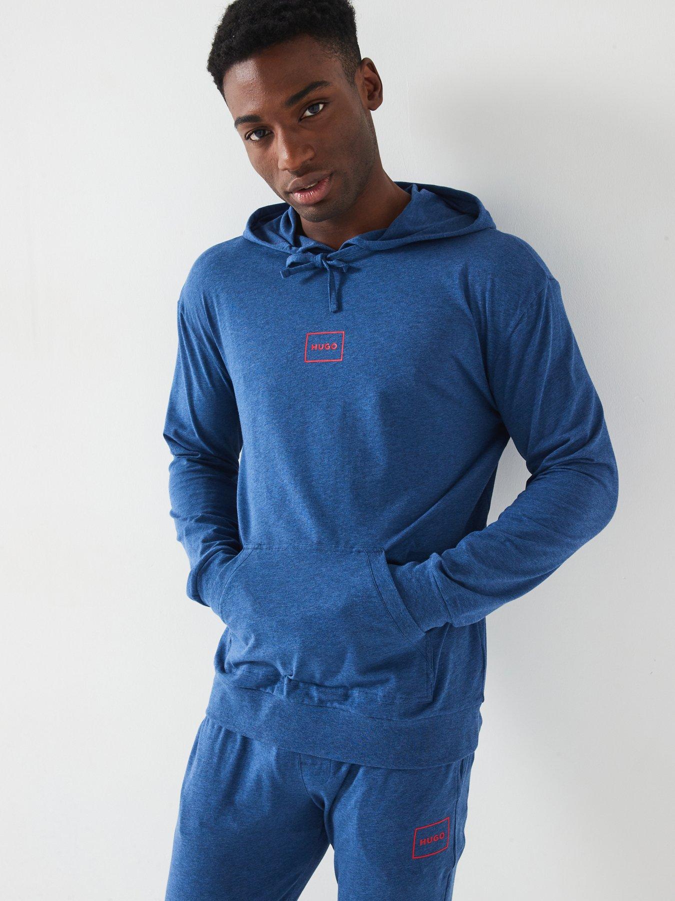  image of hugo-laze-hoodie-relaxed-fit-loungewear-hoodie-blue