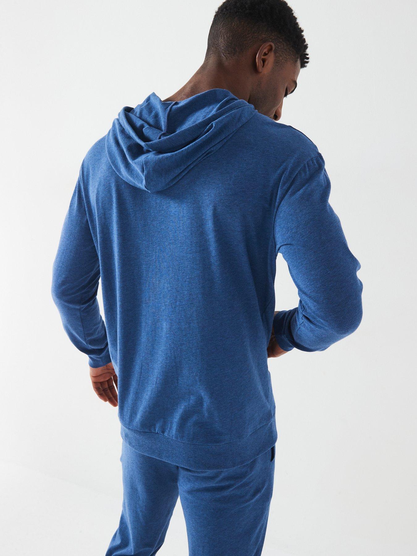  image of hugo-laze-hoodie-relaxed-fit-loungewear-hoodie-blue