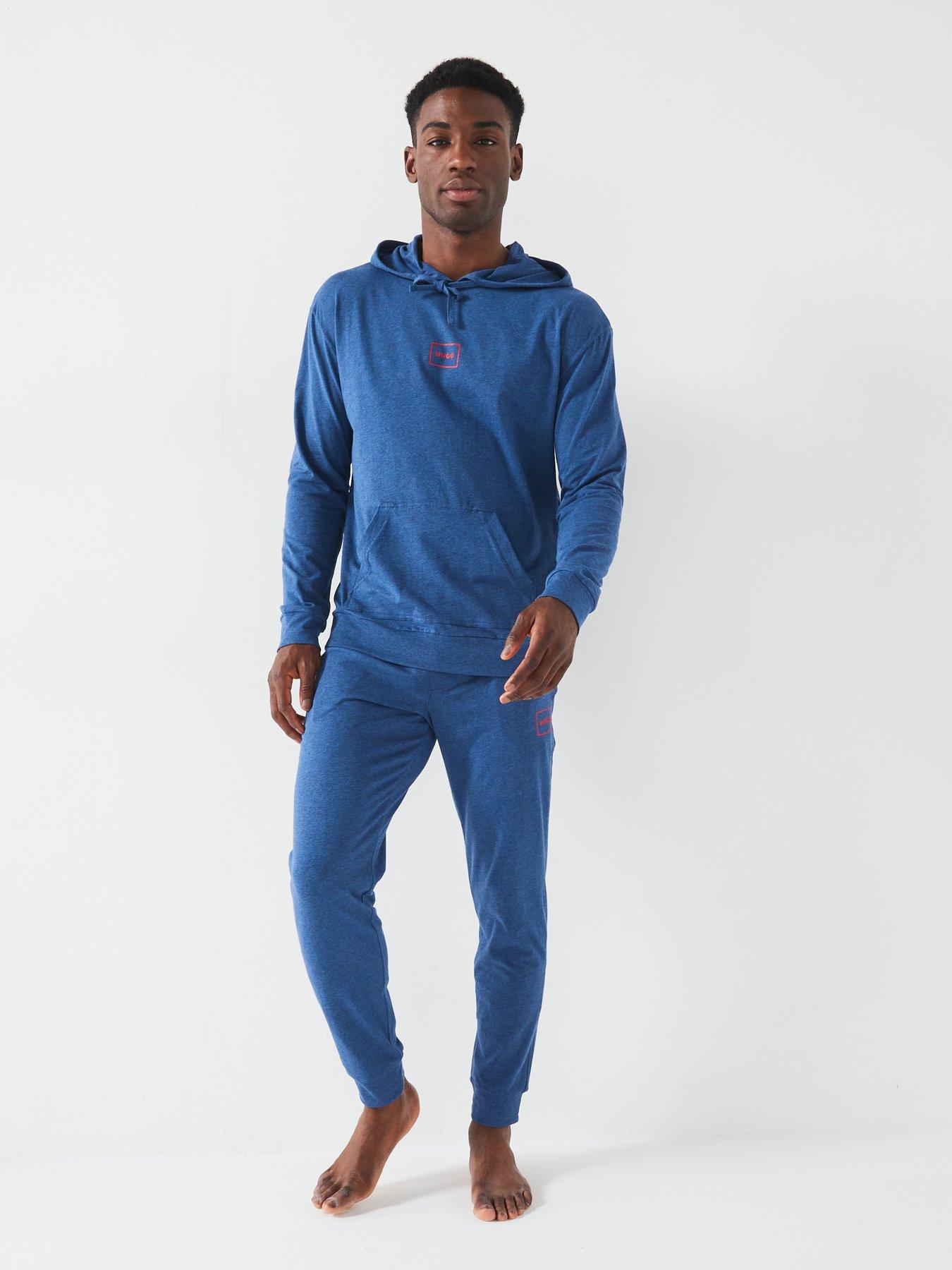  image of hugo-laze-hoodie-relaxed-fit-loungewear-hoodie-blue