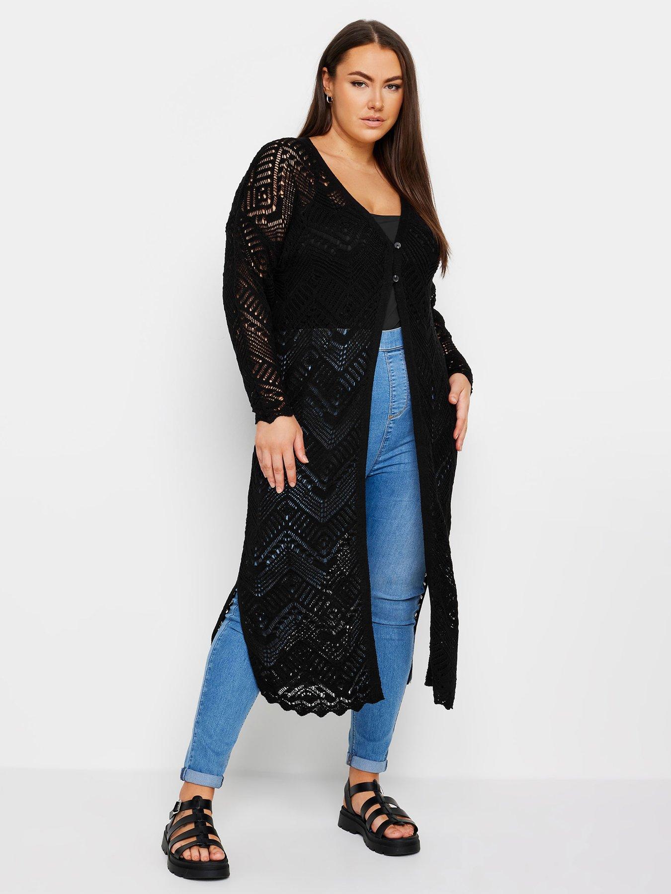  image of yours-maxi-crochet-cardigan-black