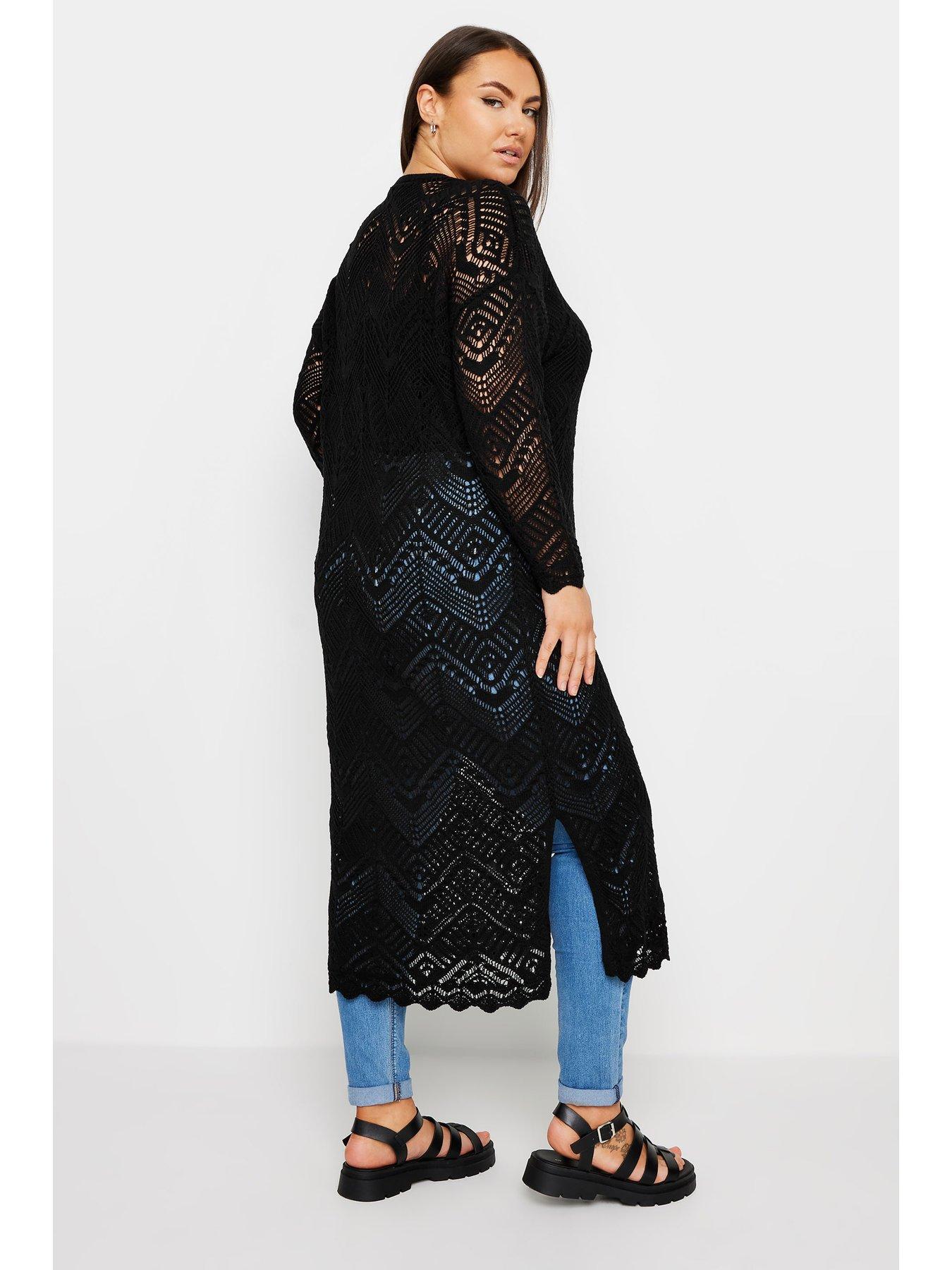  image of yours-maxi-crochet-cardigan-black