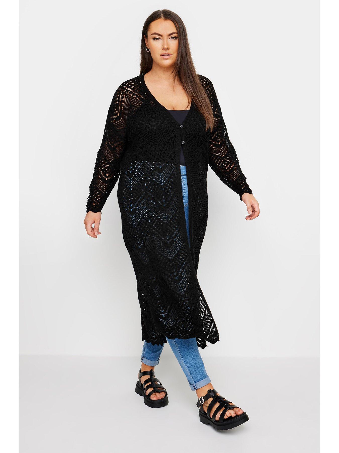  image of yours-maxi-crochet-cardigan-black