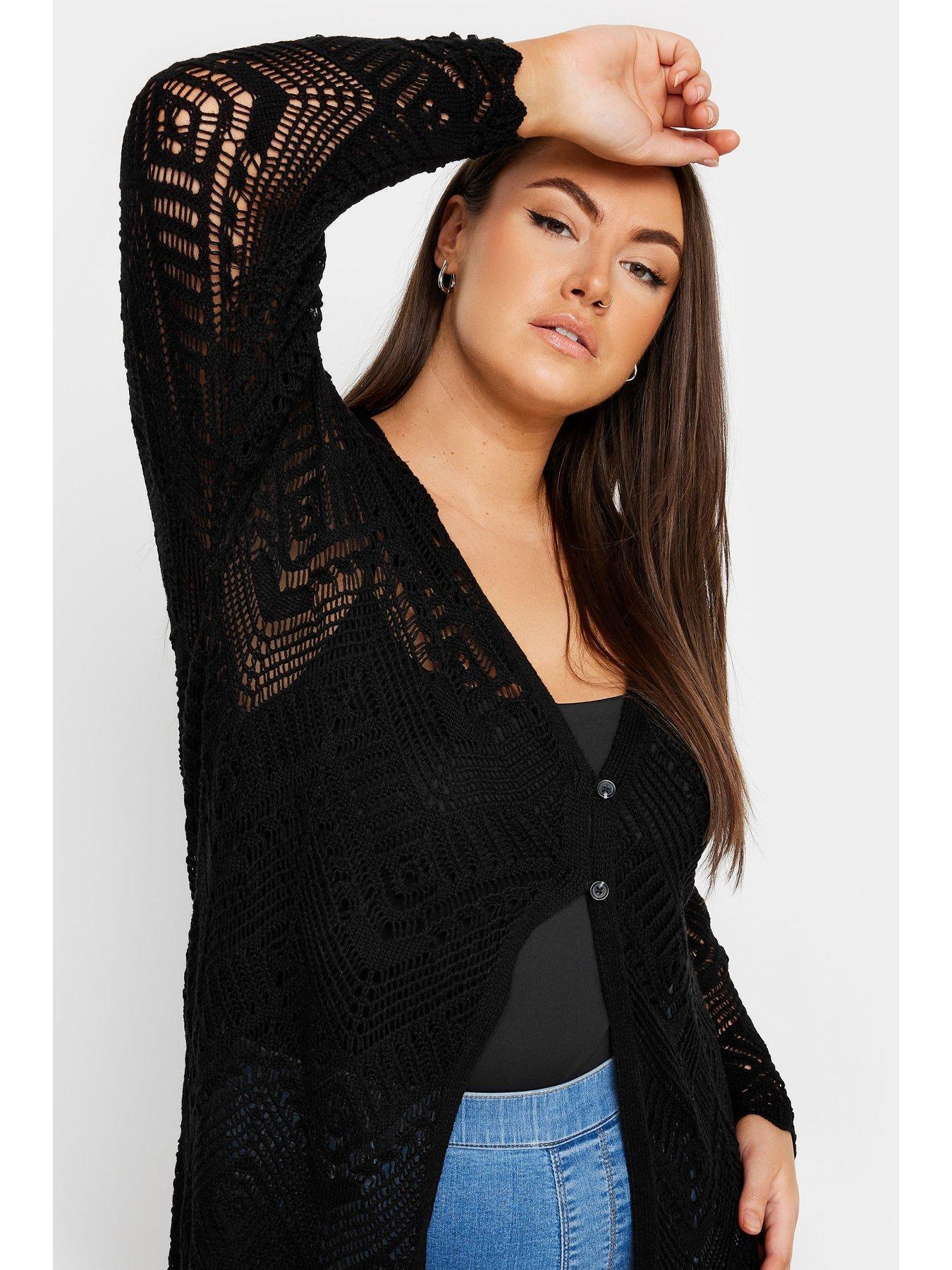  image of yours-maxi-crochet-cardigan-black