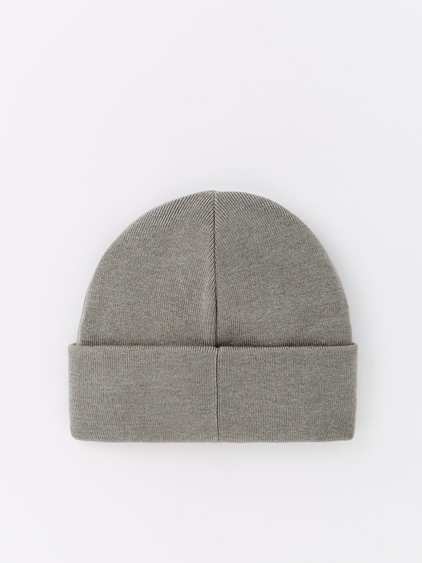 Image 2 of 4 of Calvin Klein Jeans Mono Logo Patch Beanie Hat - Grey