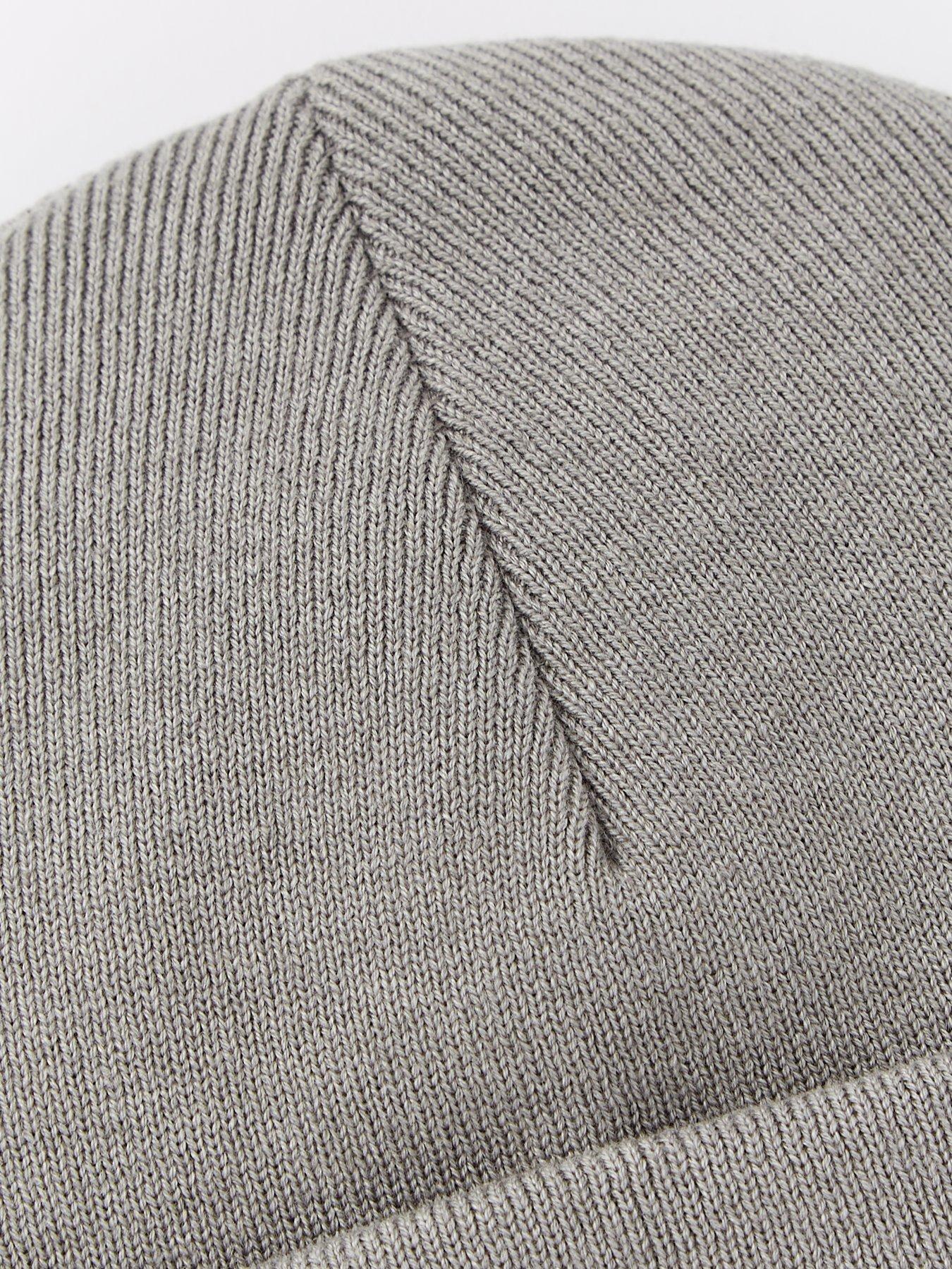 Image 4 of 4 of Calvin Klein Jeans Mono Logo Patch Beanie Hat - Grey