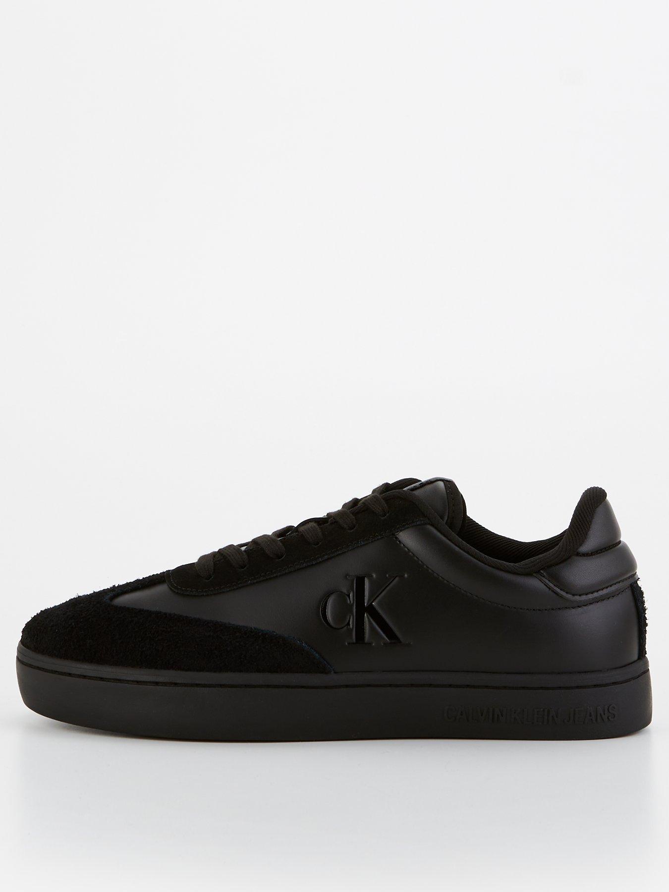 front image of calvin-klein-jeans-mixed-material-cupsole-trainers-black
