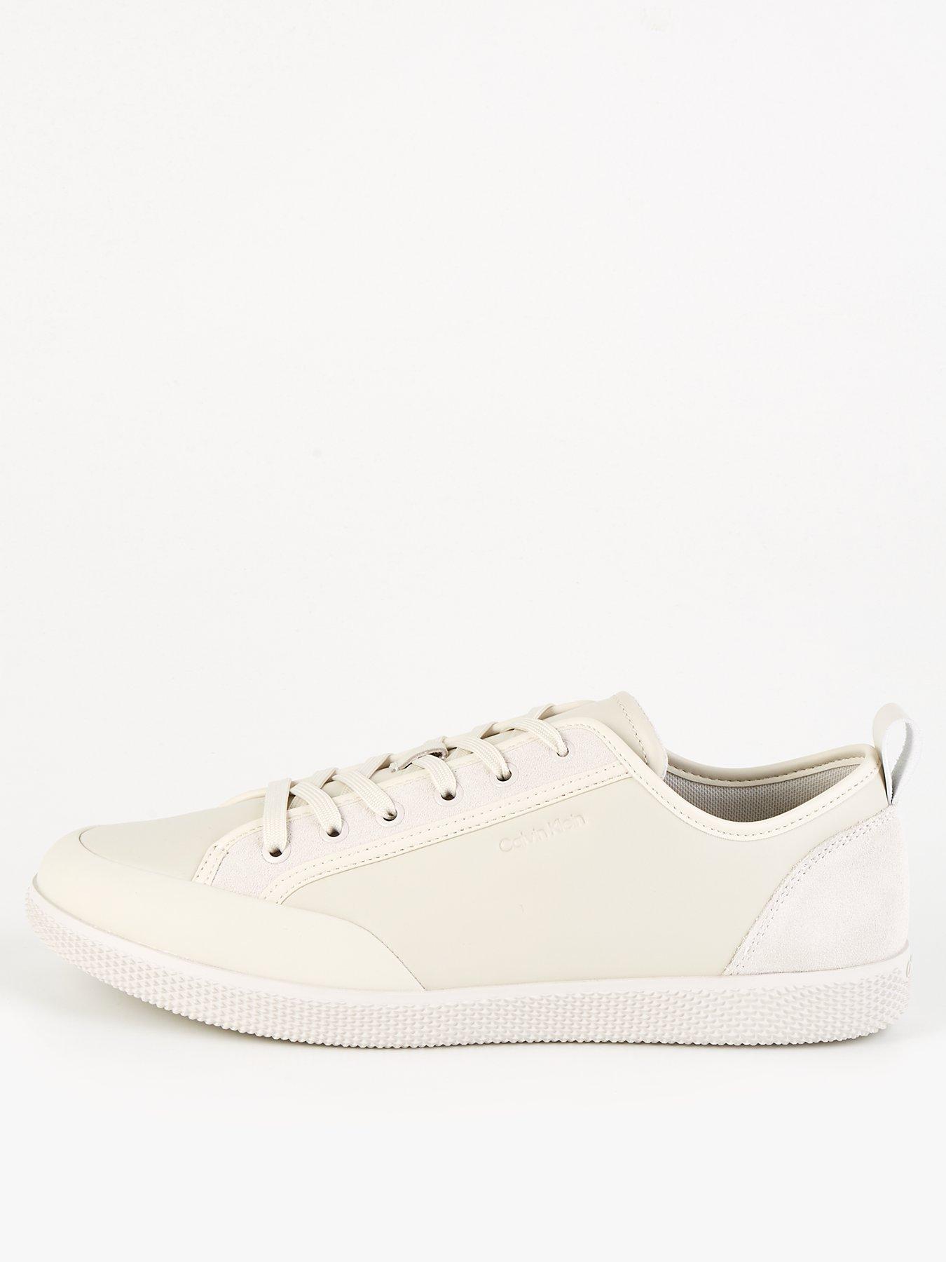 undefined Low Top Patent Trim Lace Up Sneakers - Cream
