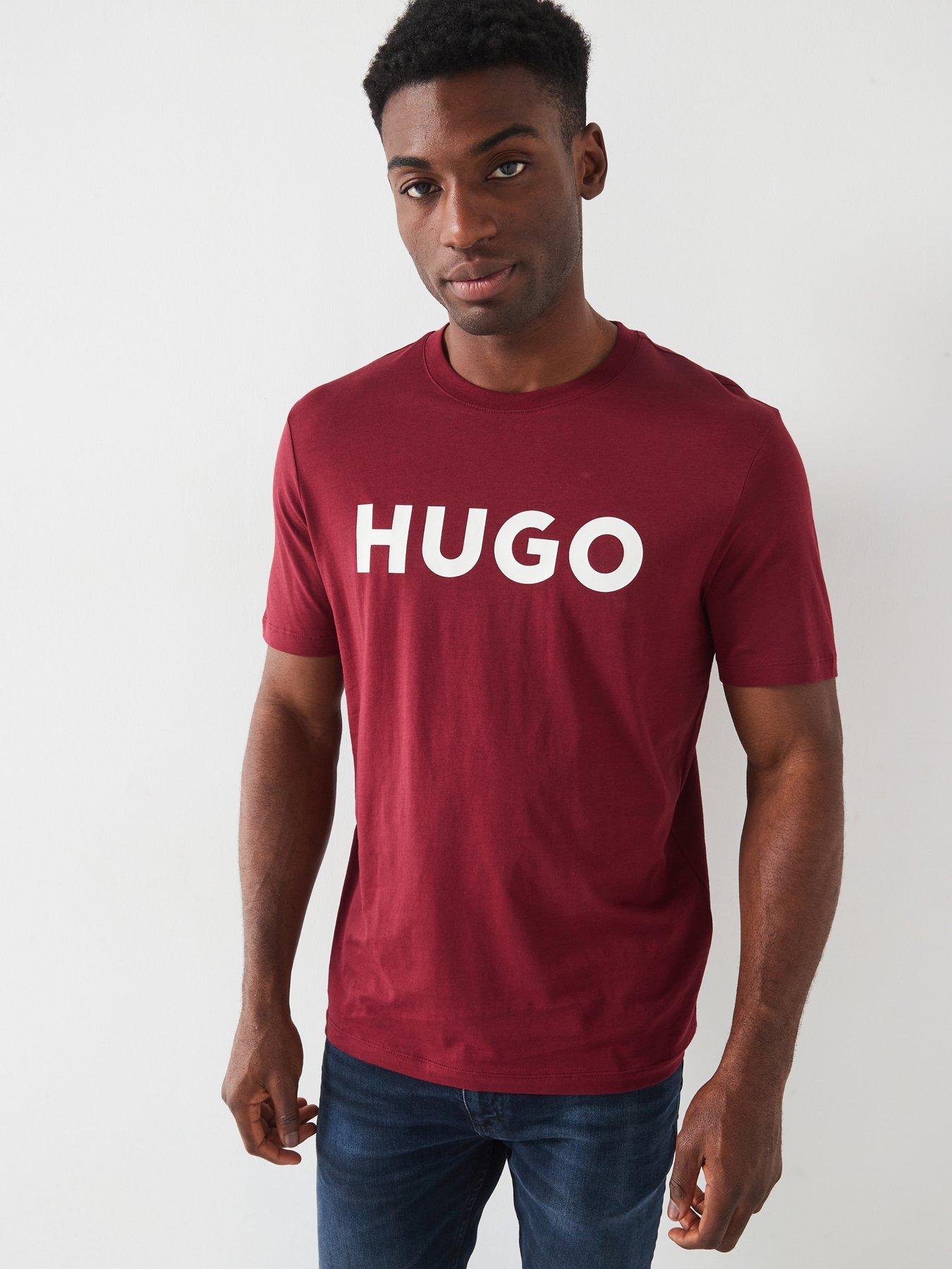 Image 1 of 4 of HUGO Dulivio Chest Logo Regular Fit T-Shirt - Dark Red