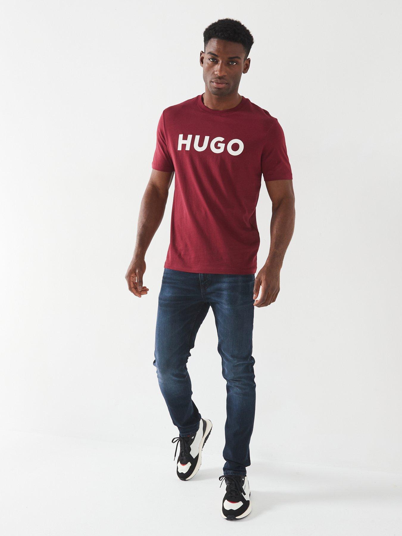 Image 3 of 4 of HUGO Dulivio Chest Logo Regular Fit T-Shirt - Dark Red