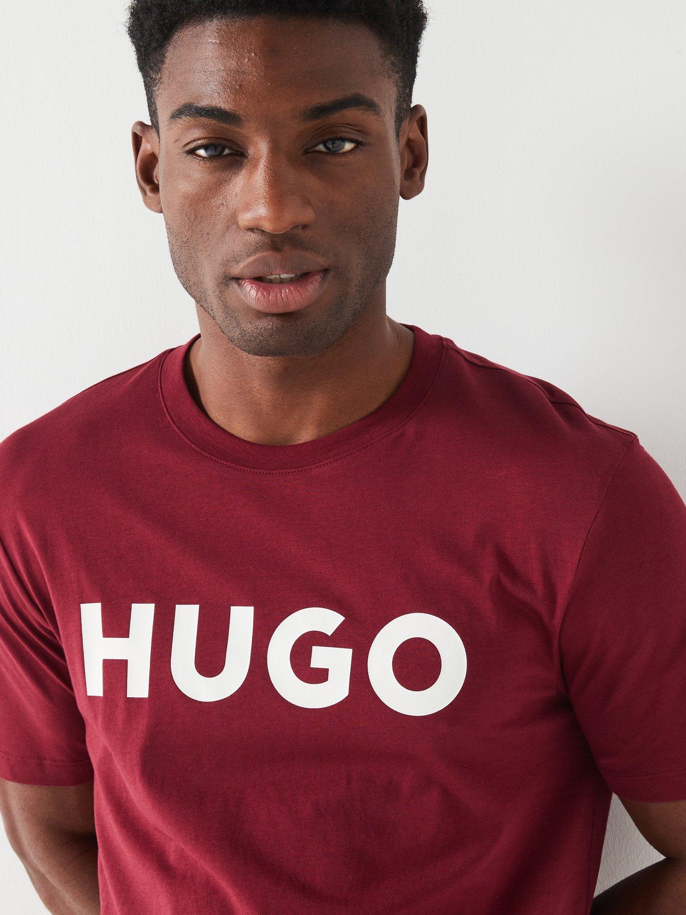 Image 4 of 4 of HUGO Dulivio Chest Logo Regular Fit T-Shirt - Dark Red