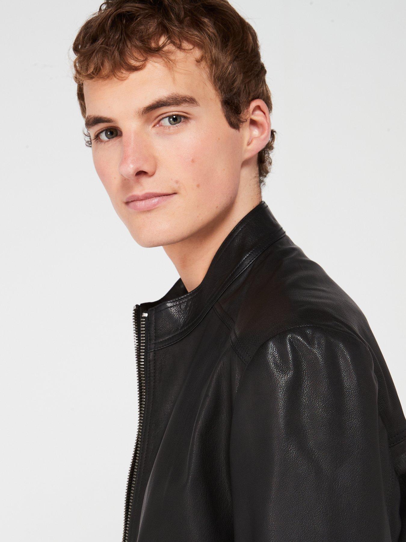HUGO Lokis-3 Leather Biker Jacket - Black | Littlewoods