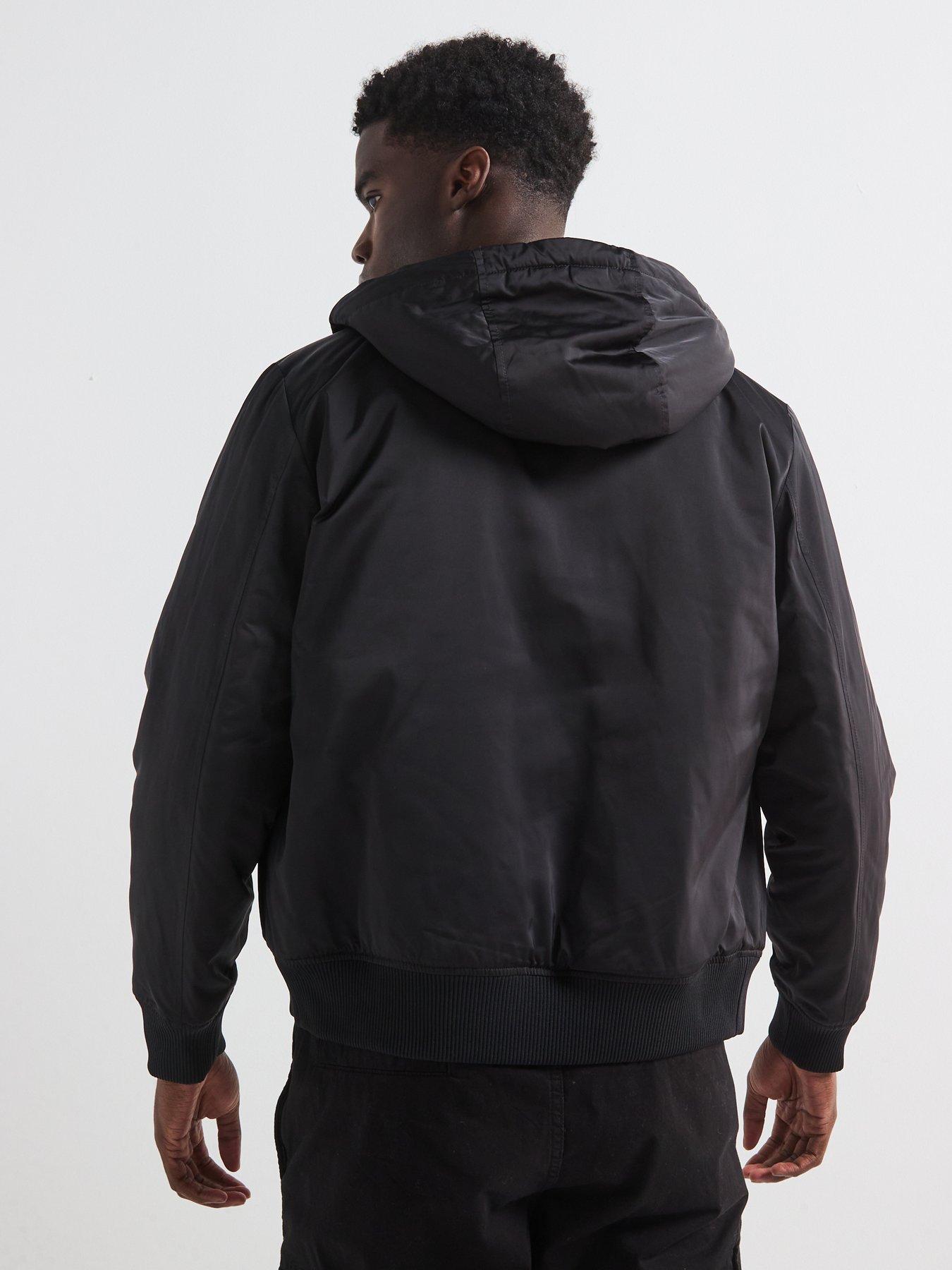 image of hugo-bernando2441-hooded-bomber-jacket-black