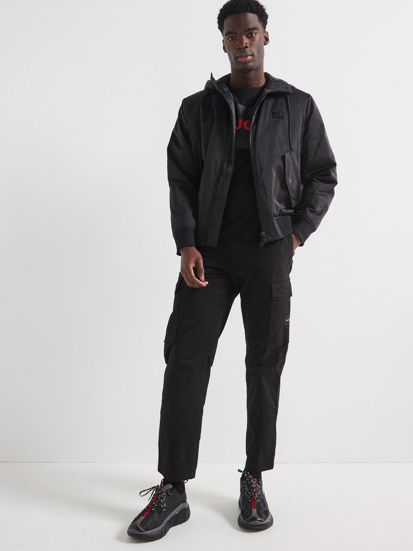  image of hugo-bernando2441-hooded-bomber-jacket-black