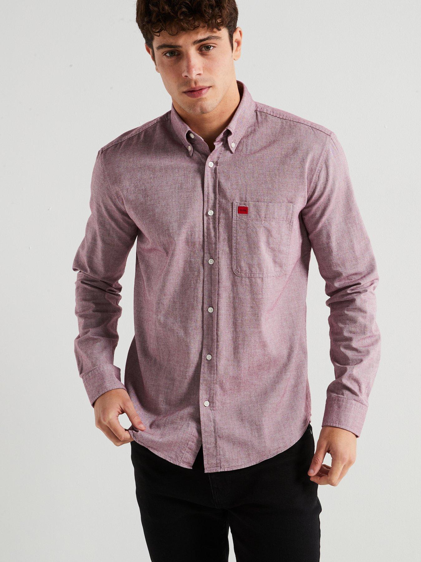 undefined Evito Slim Fit Oxford Cotton Pocket Shirt - Dark Red