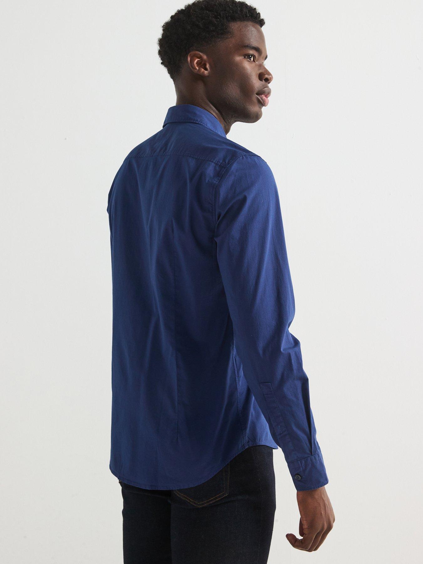 image of hugo-ermo-patch-logo-long-sleeve-shirt-dark-blue