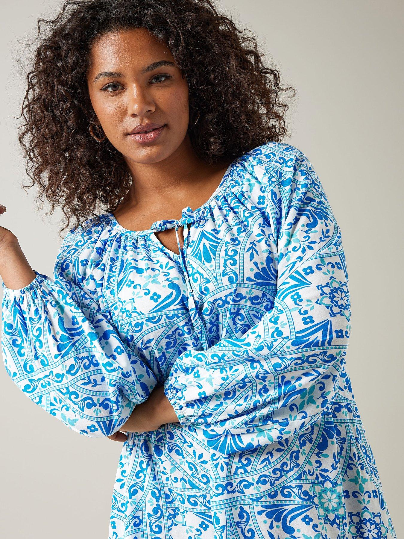  image of evans-tile-print-tunic-dress