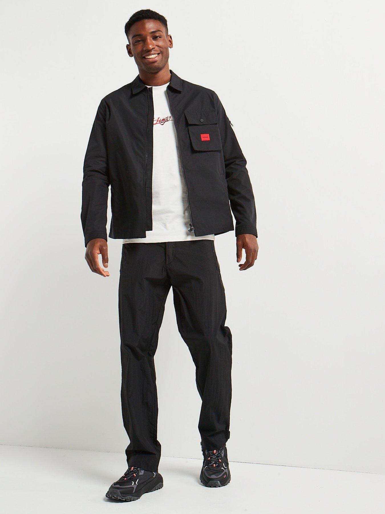  image of hugo-emmond-patch-pocket-logo-regular-fit-zit-thru-overshirt-black