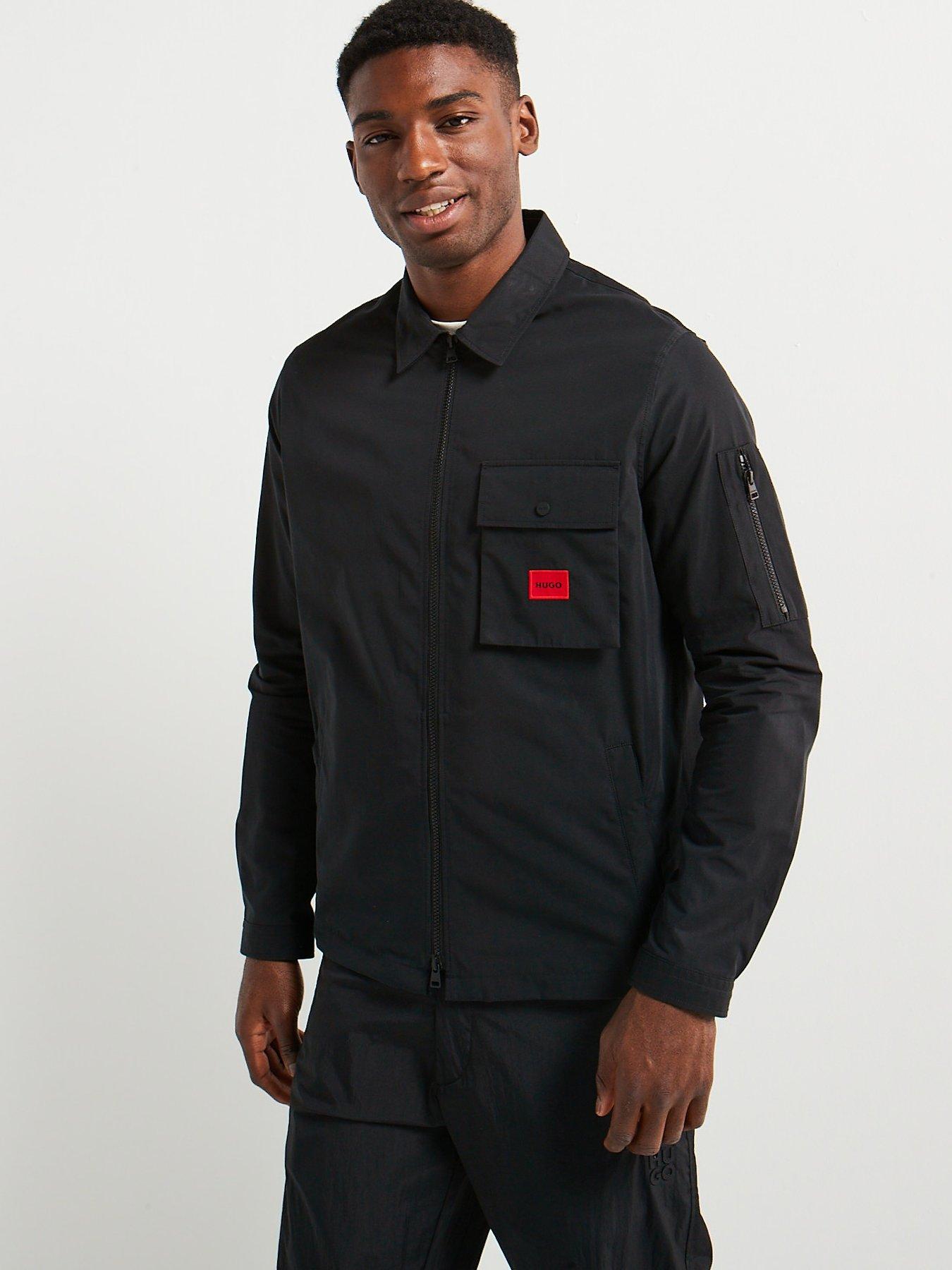  image of hugo-emmond-patch-pocket-logo-regular-fit-zit-thru-overshirt-black