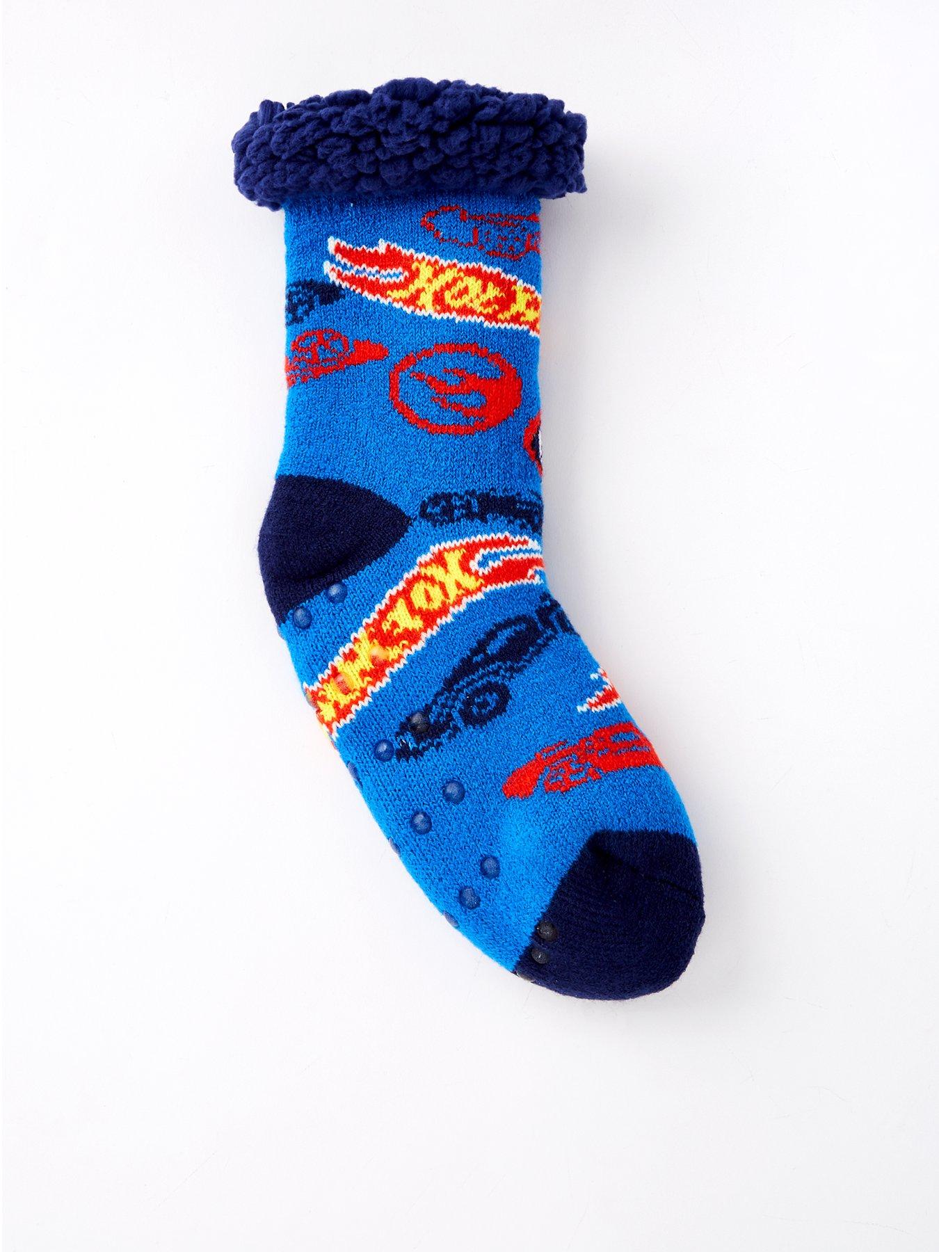  image of hot-wheels-borg-lined-slipper-boot-socks