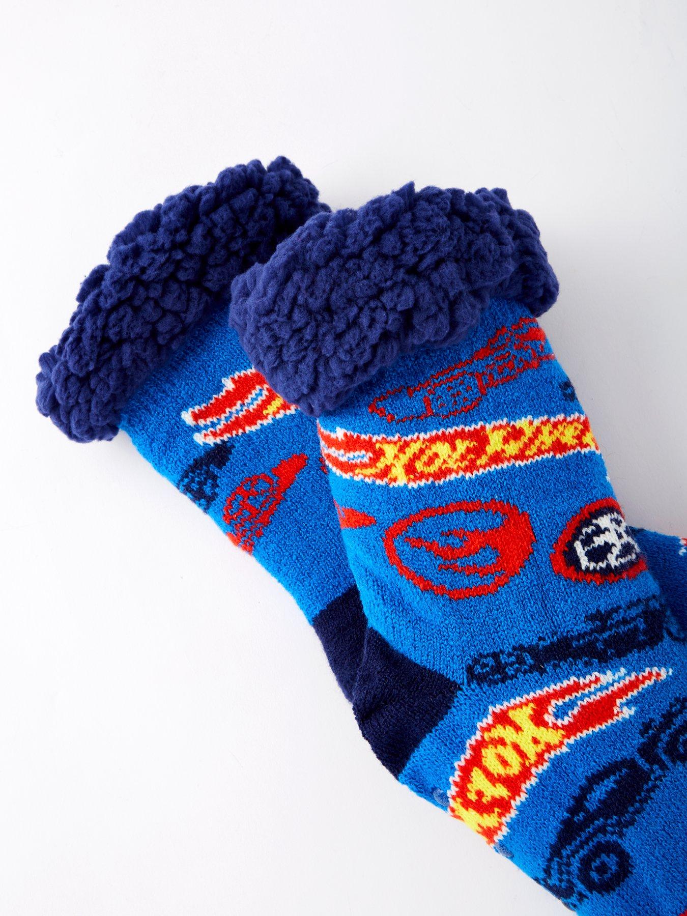  image of hot-wheels-borg-lined-slipper-boot-socks
