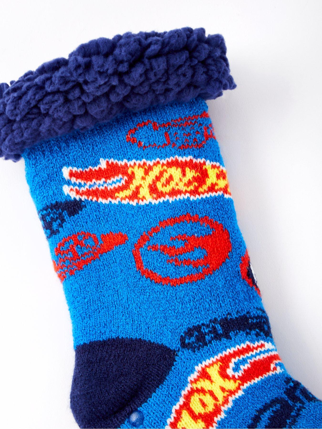  image of hot-wheels-borg-lined-slipper-boot-socks
