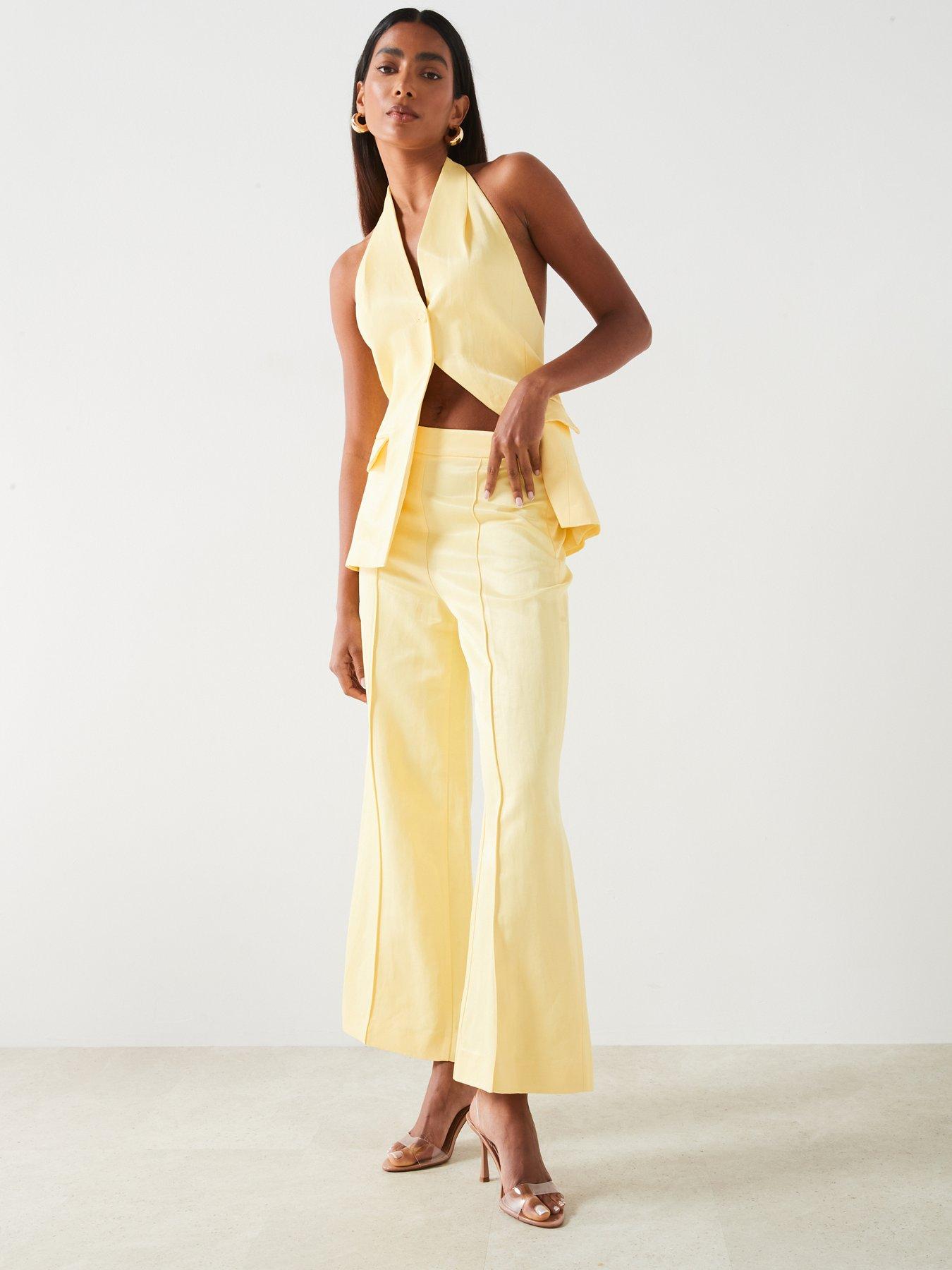 Image 3 of 5 of Mango Flared Trousers - Yellow