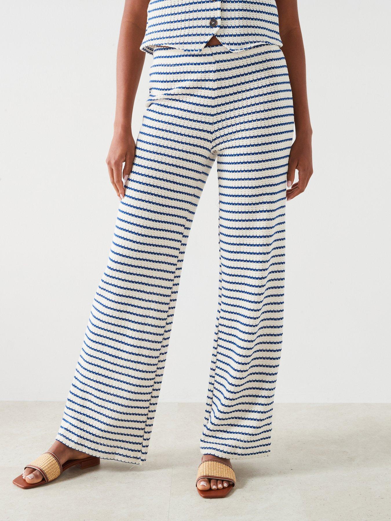 undefined Crochet Striped Trousers - Blue/White
