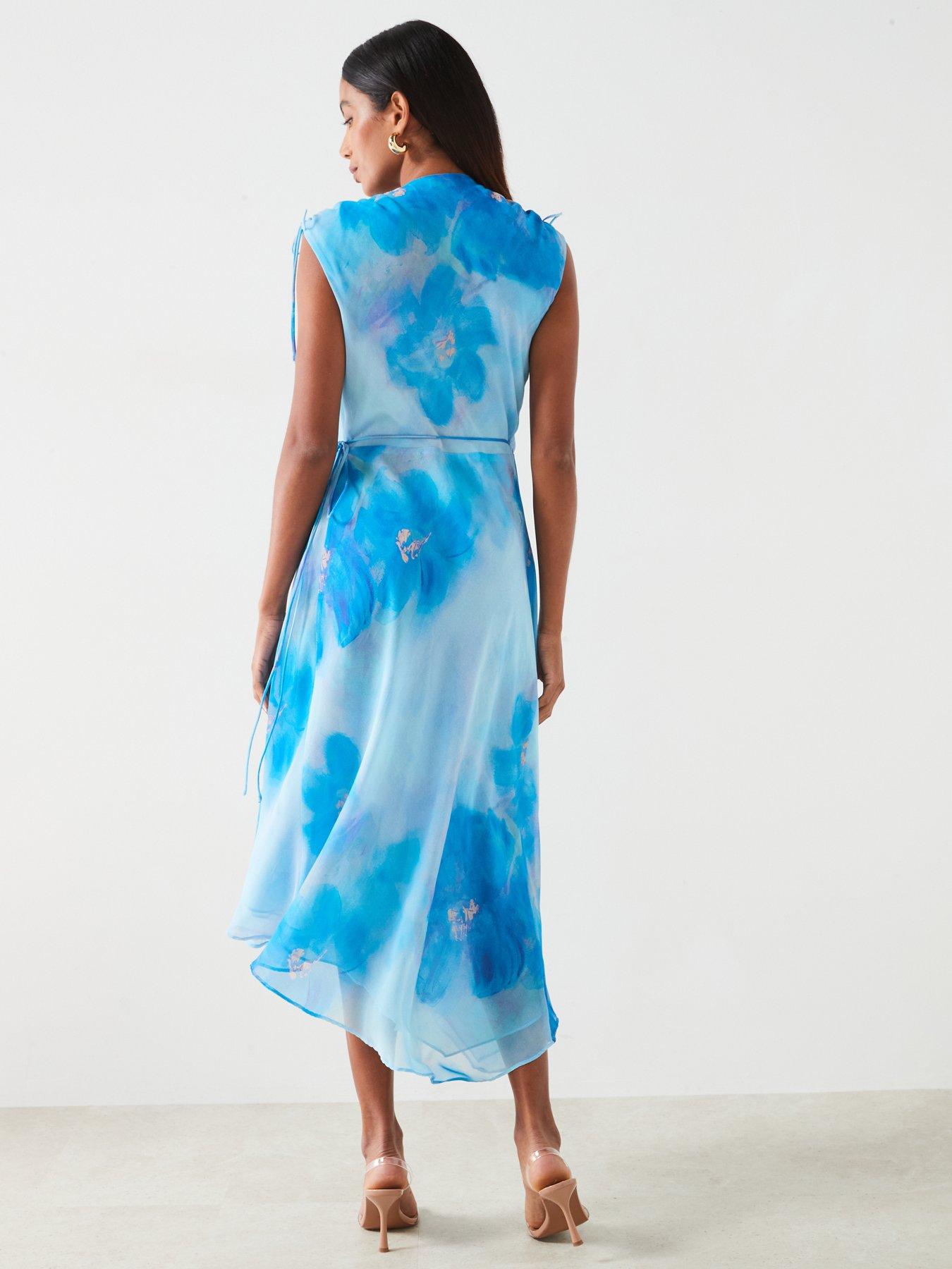 Mango Floral Print Wrap Dress - Blue | Littlewoods