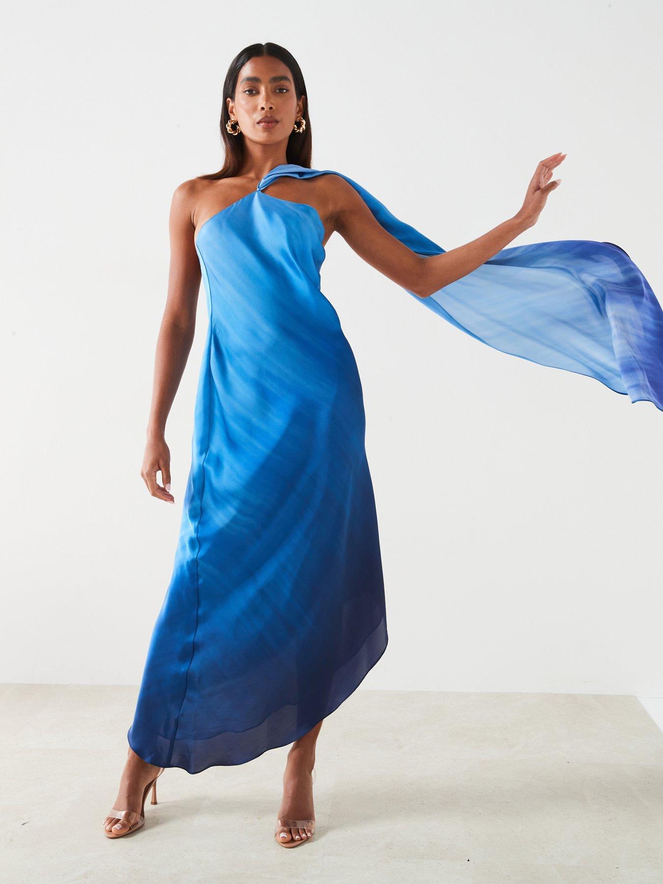 blue dress for baby girl Anela Asymmetric Midi Dress